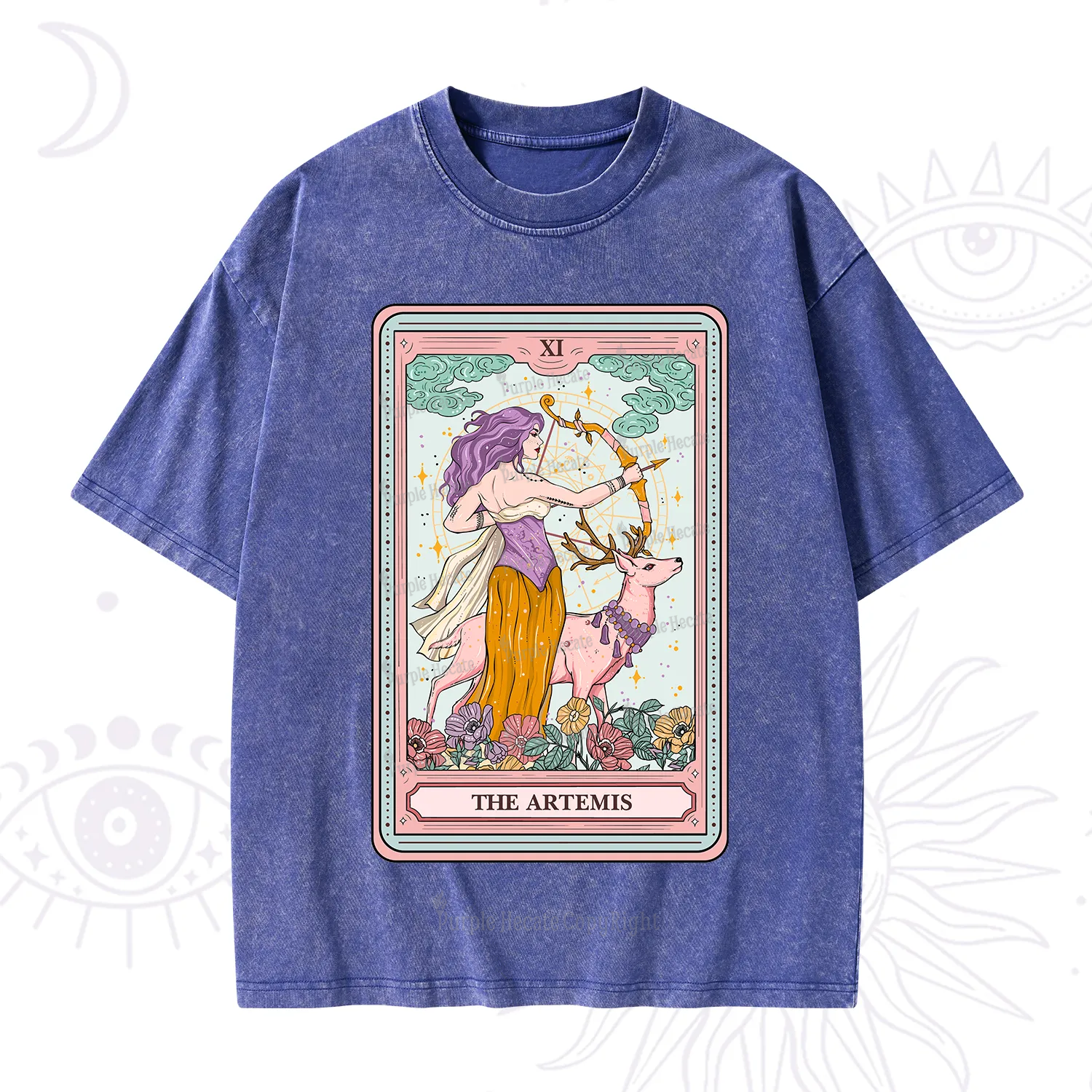 Purplehecate The Artemis Tarot Card Washed T-Shirt