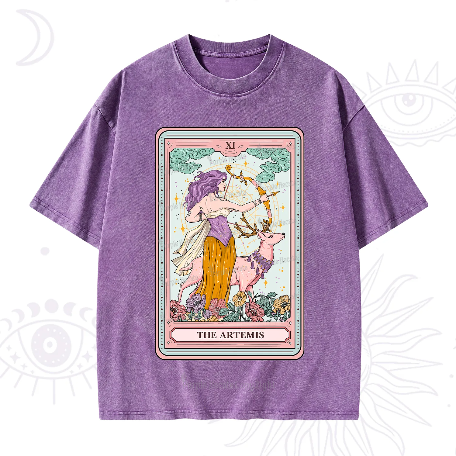 Purplehecate The Artemis Tarot Card Washed T-Shirt