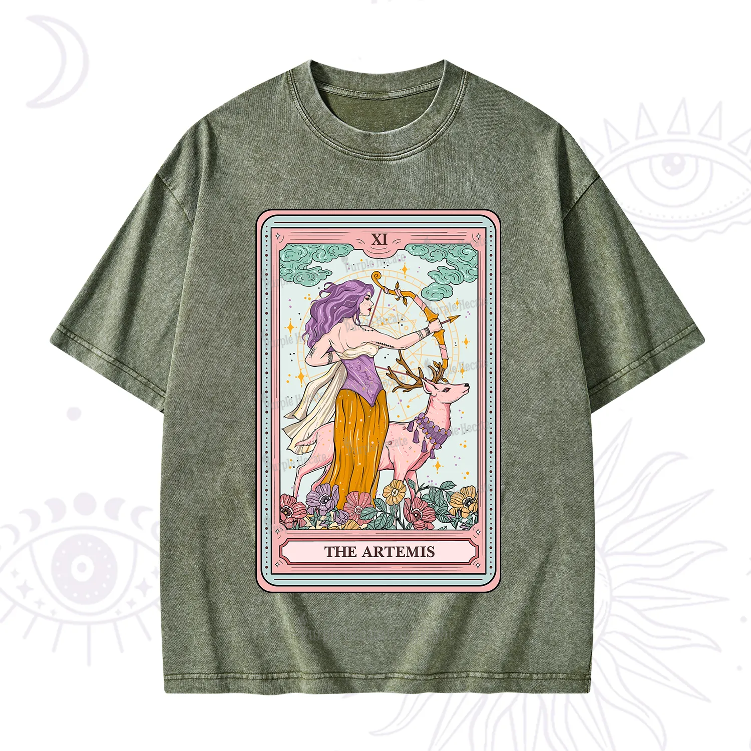 Purplehecate The Artemis Tarot Card Washed T-Shirt