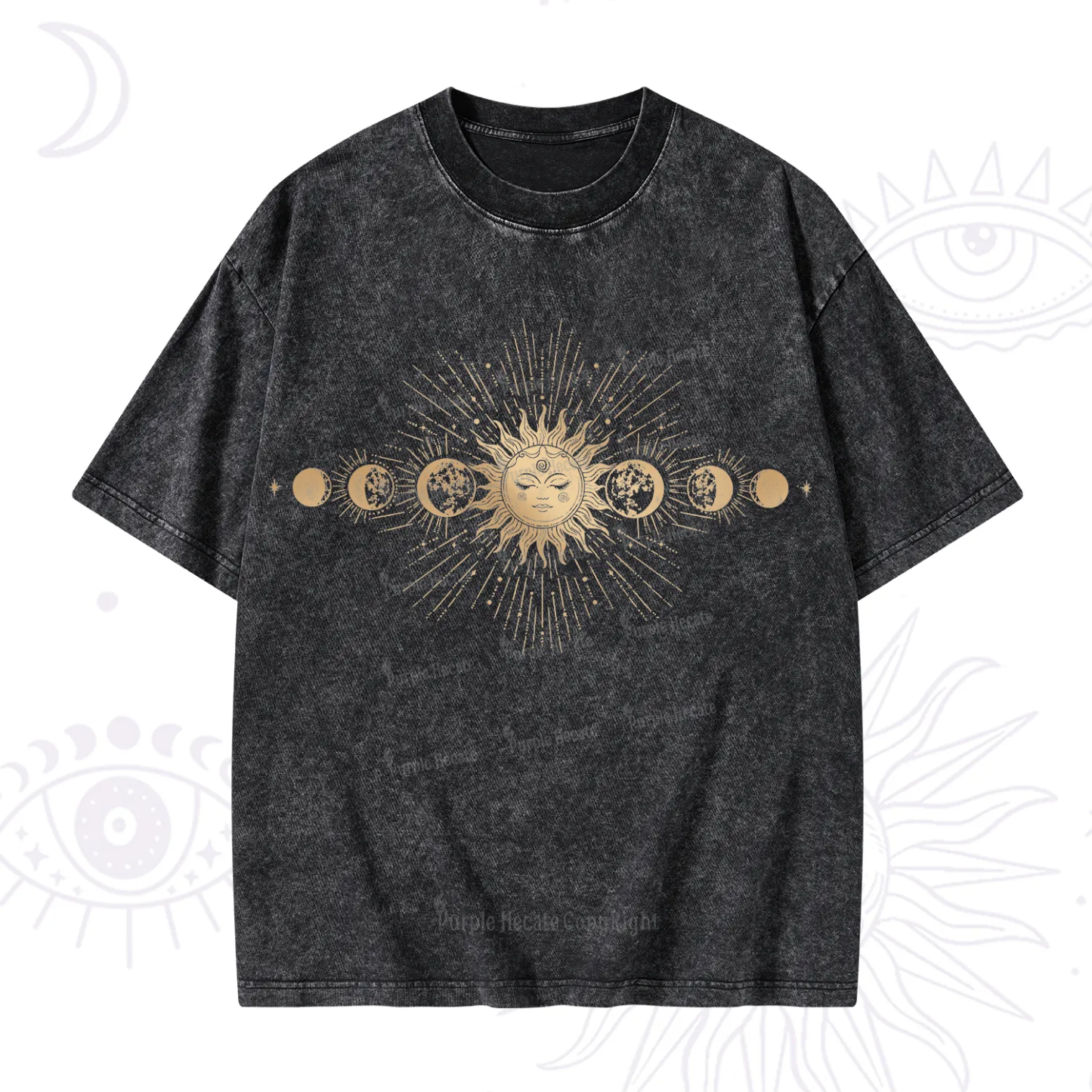 Purplehecate Mystical Moon And Sun Washed T-Shirt
