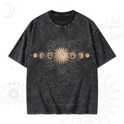 Purplehecate Mystical Moon And Sun Washed T-Shirt
