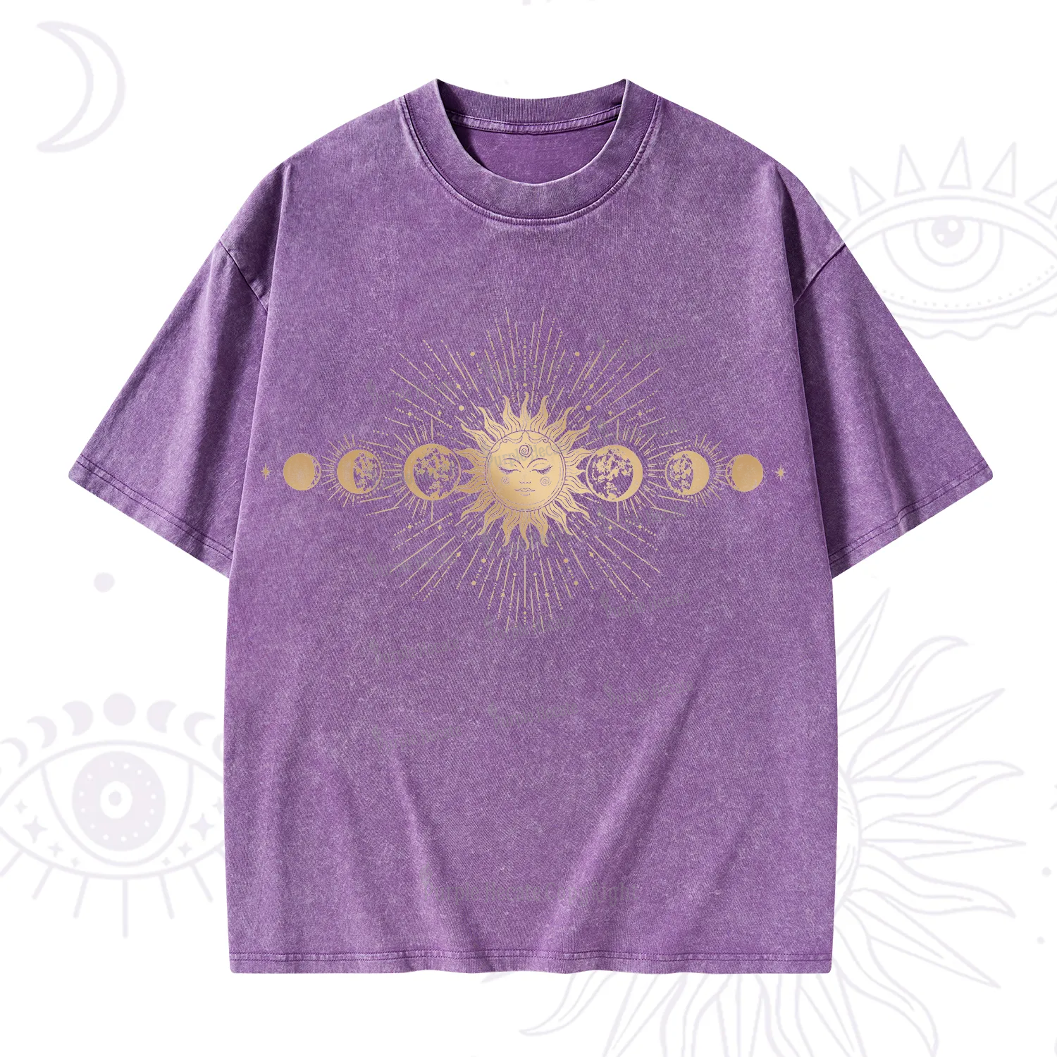 Purplehecate Mystical Moon And Sun Washed T-Shirt