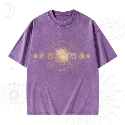 Purplehecate Mystical Moon And Sun Washed T-Shirt