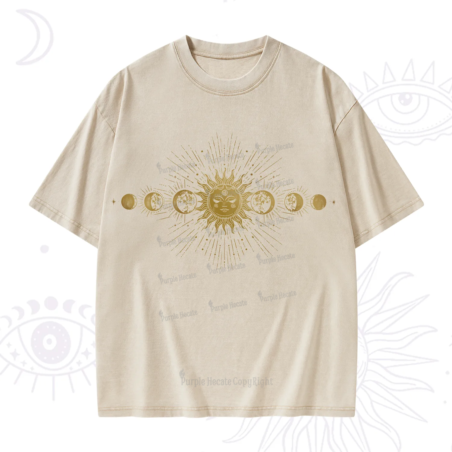 Purplehecate Mystical Moon And Sun Washed T-Shirt