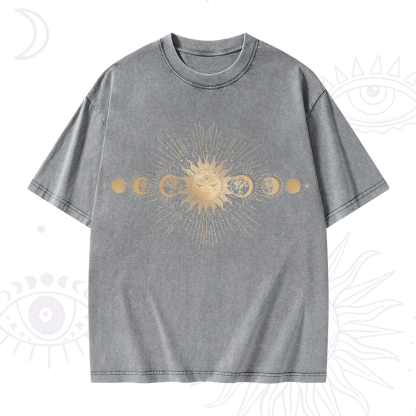 Purplehecate Mystical Moon And Sun Washed T-Shirt