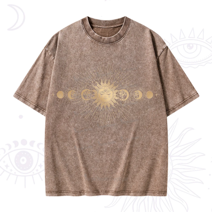 Purplehecate Mystical Moon And Sun Washed T-Shirt