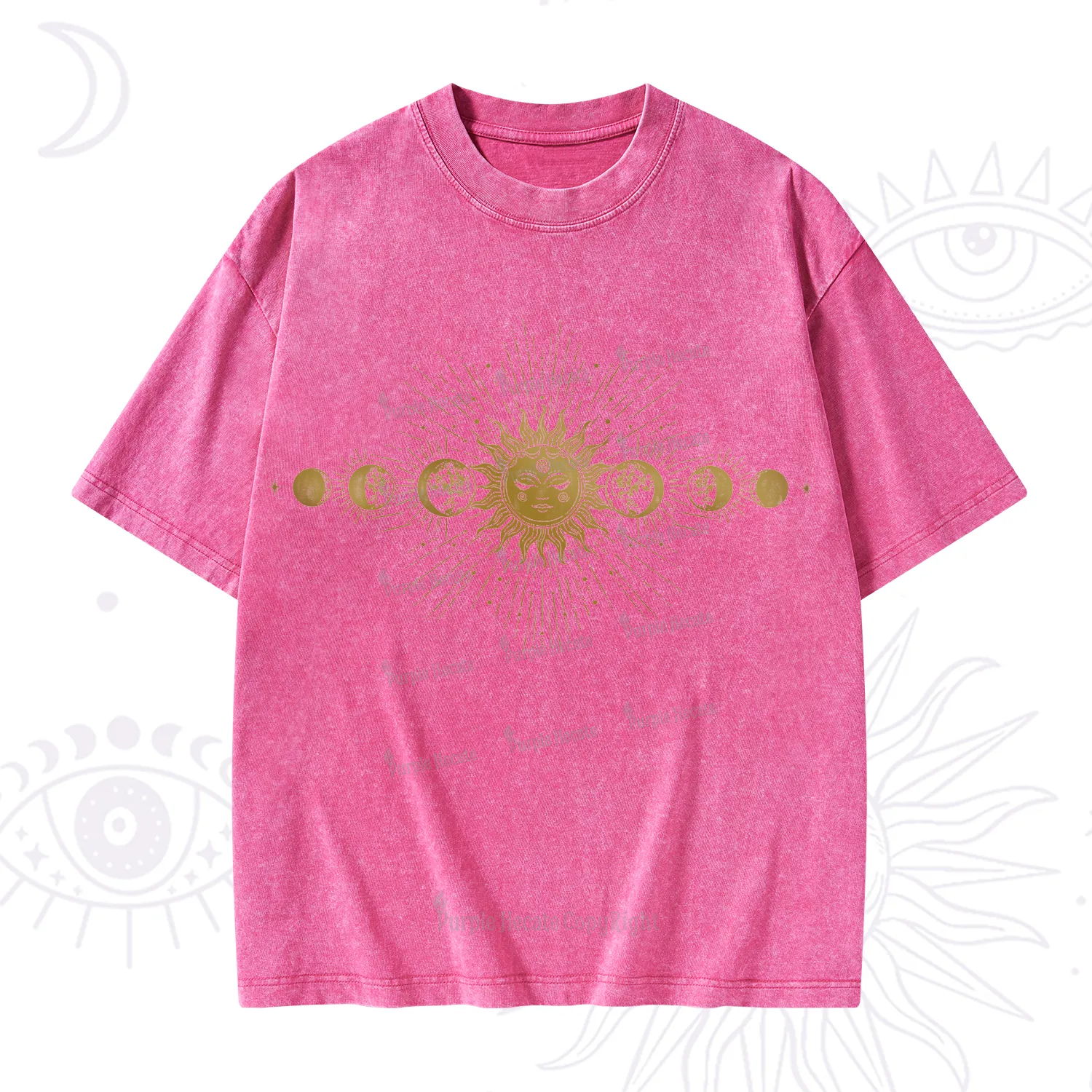 Purplehecate Mystical Moon And Sun Washed T-Shirt