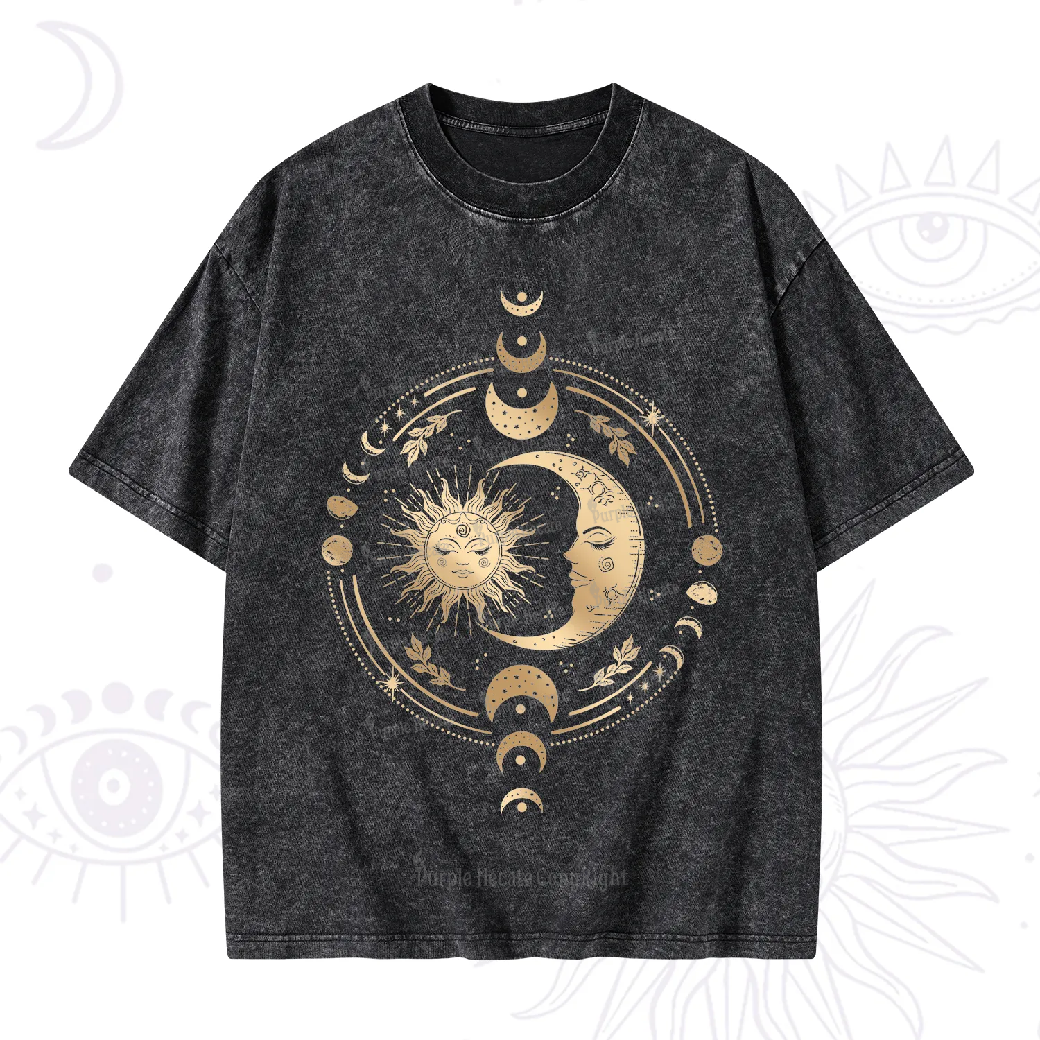 Purplehecate Celestial Sun and Moon Washed T-Shirt