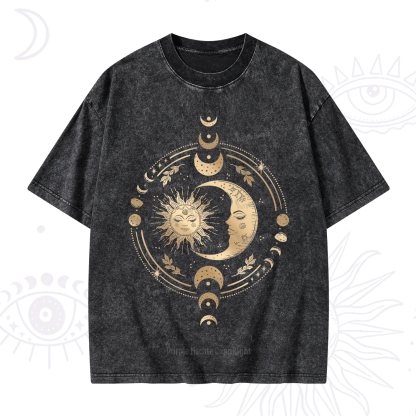 Purplehecate Celestial Sun and Moon Washed T-Shirt
