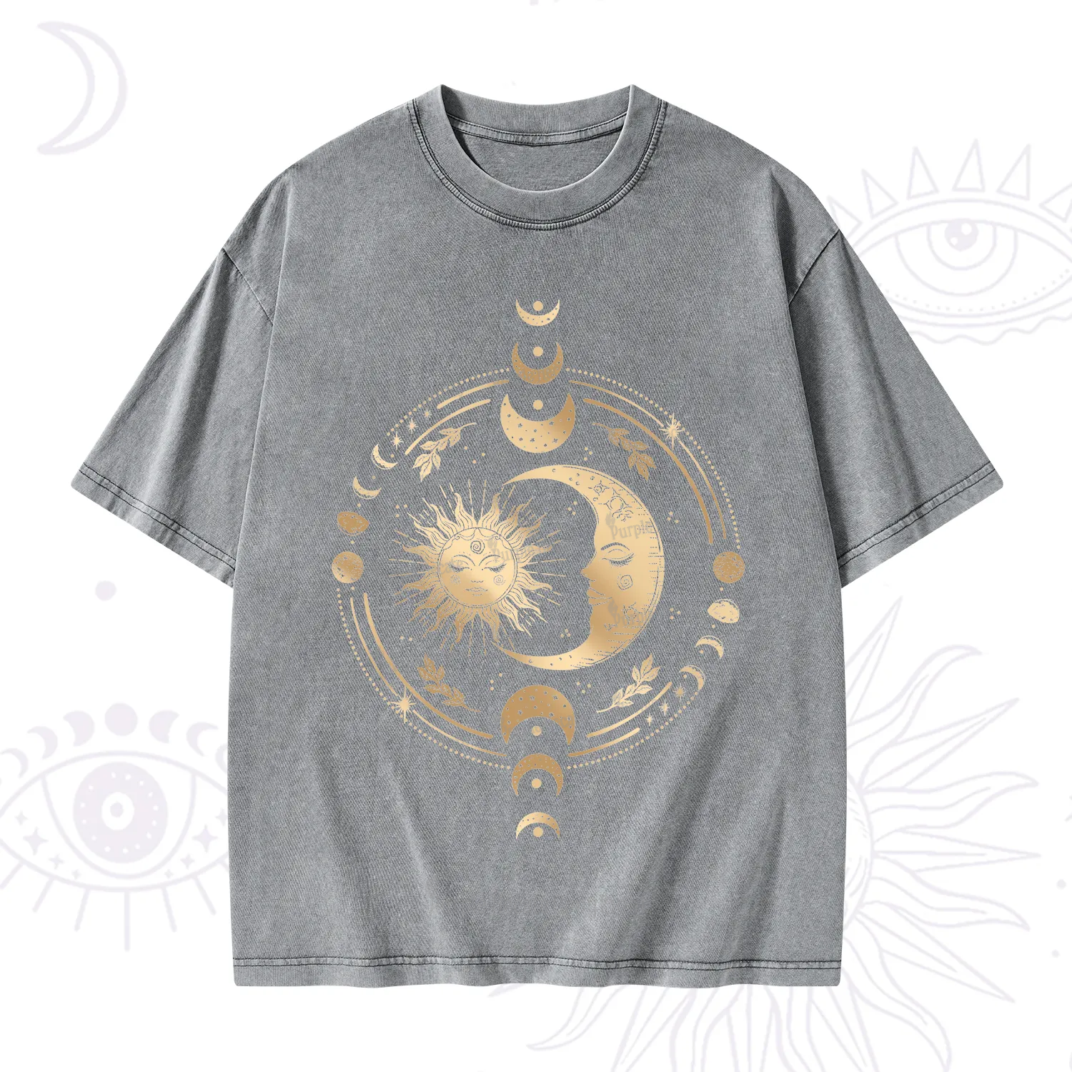 Purplehecate Celestial Sun and Moon Washed T-Shirt