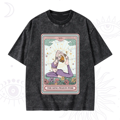 Purplehecate The King Pigeon Pose Tarot Card Washed T-Shirt