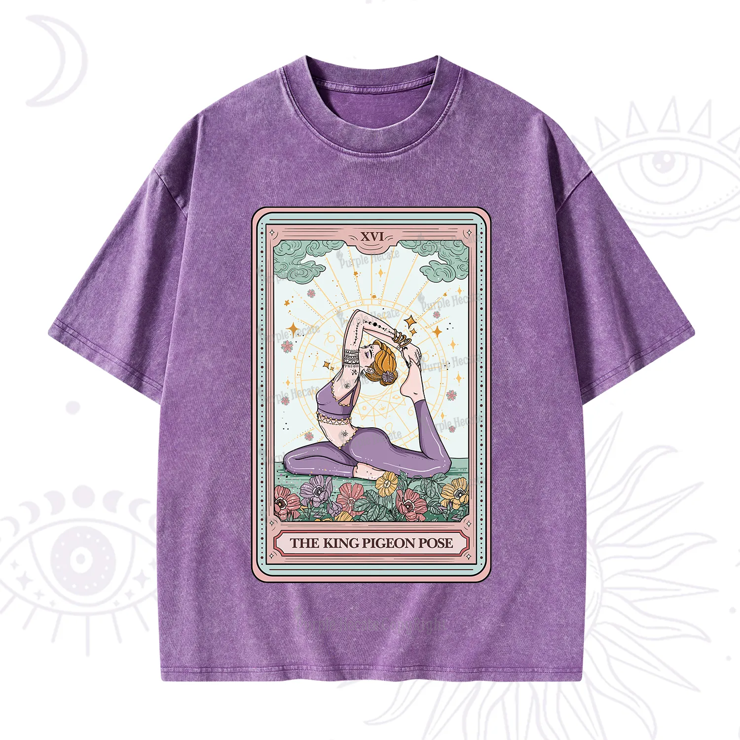 Purplehecate The King Pigeon Pose Tarot Card Washed T-Shirt