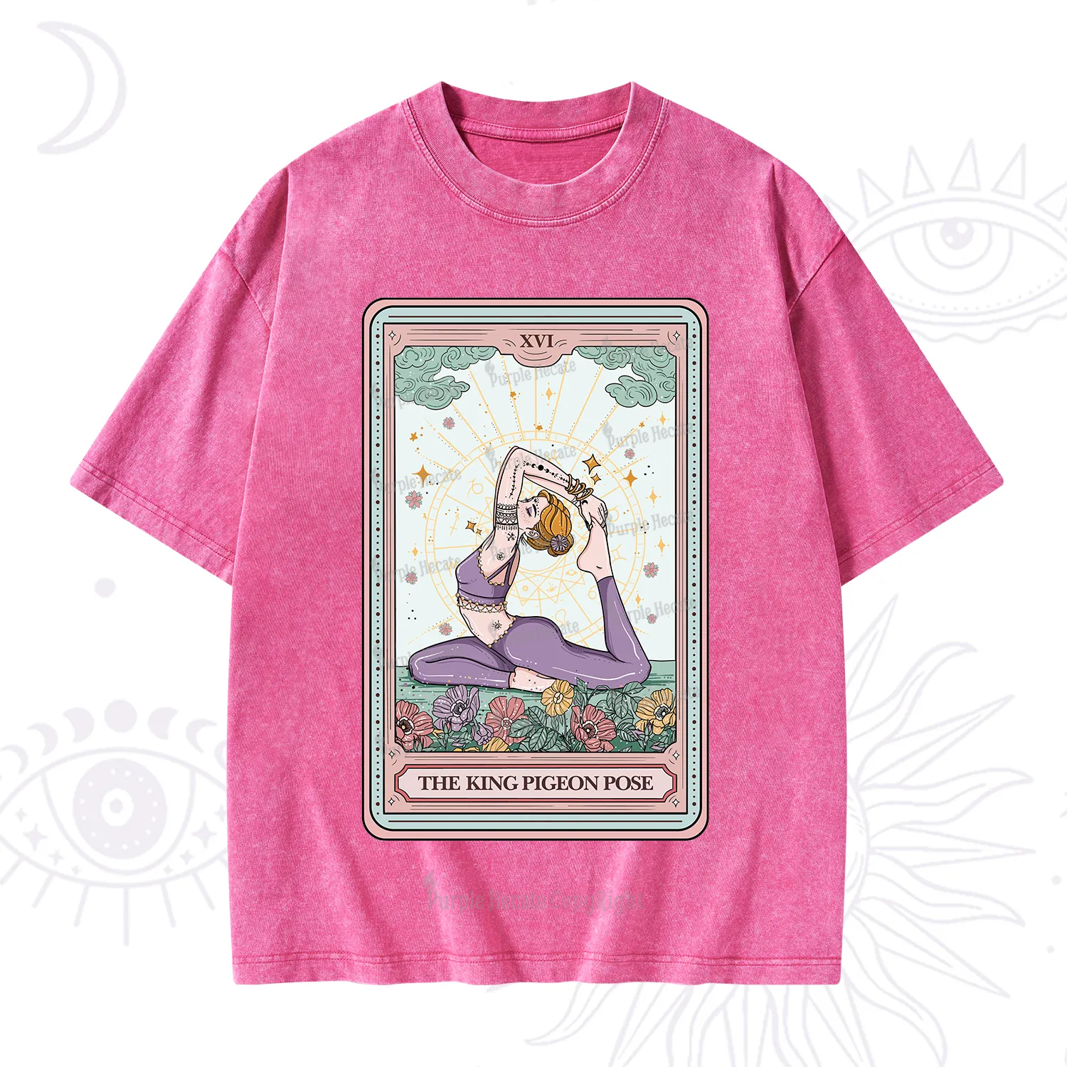 Purplehecate The King Pigeon Pose Tarot Card Washed T-Shirt