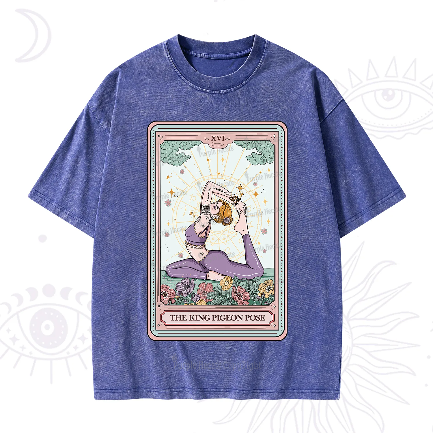 Purplehecate The King Pigeon Pose Tarot Card Washed T-Shirt