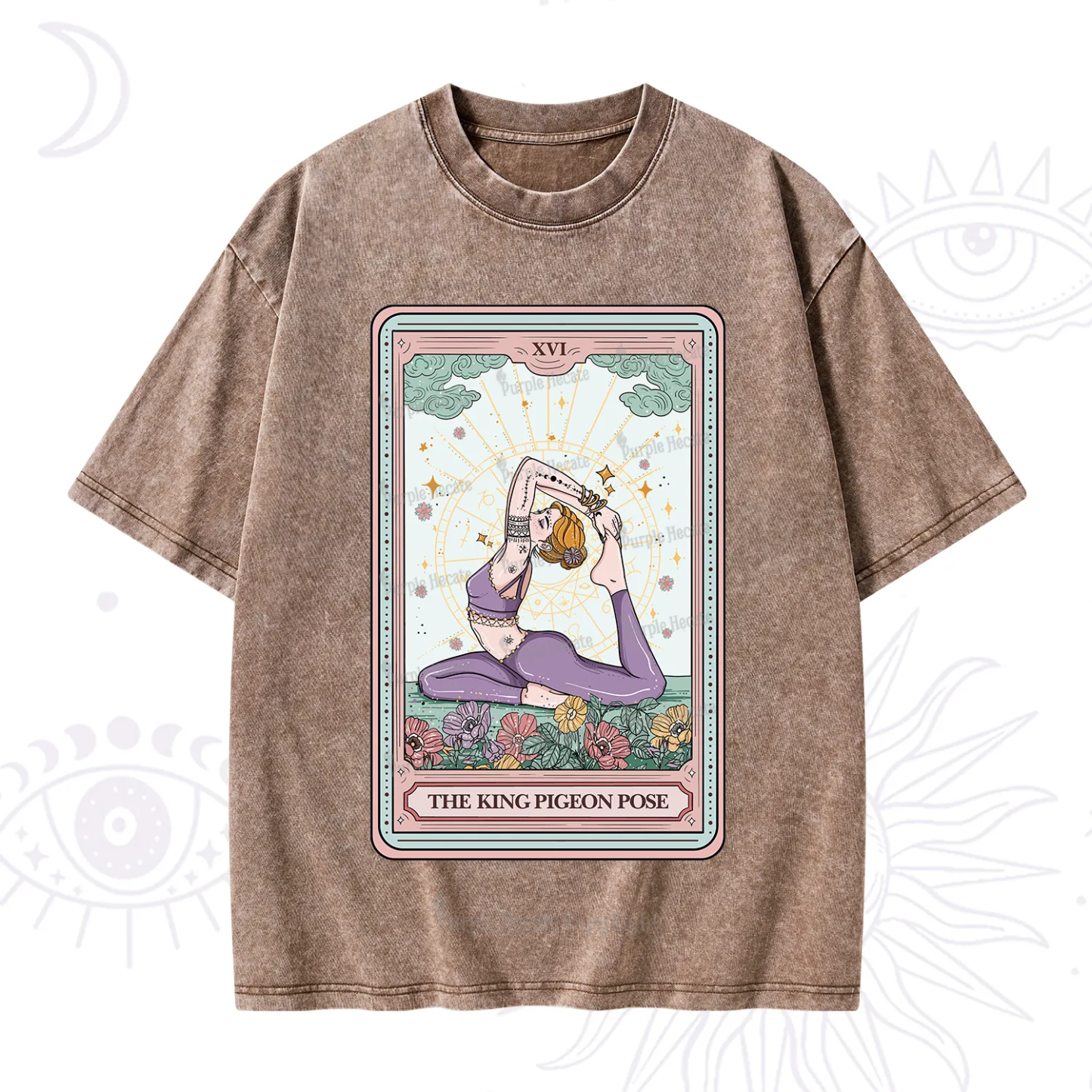 Purplehecate The King Pigeon Pose Tarot Card Washed T-Shirt