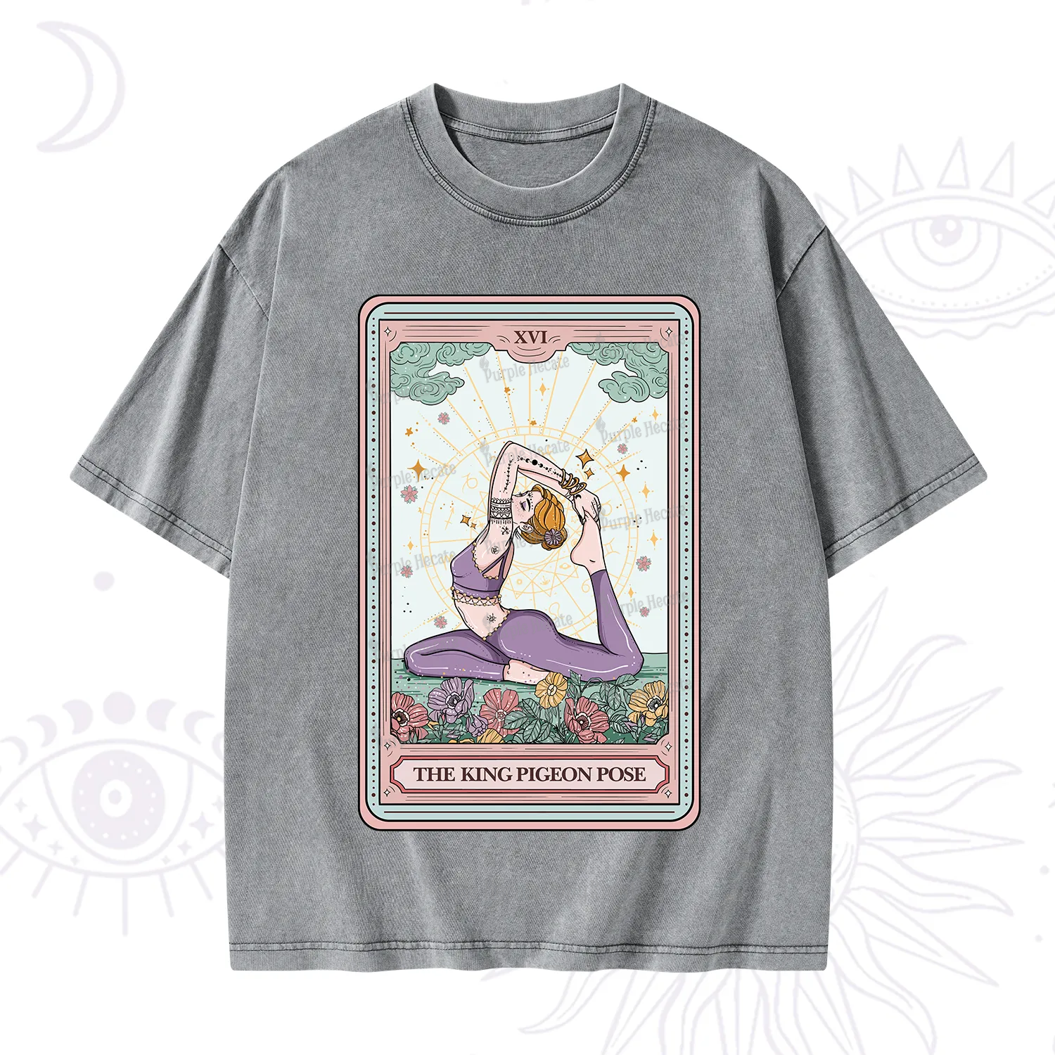 Purplehecate The King Pigeon Pose Tarot Card Washed T-Shirt