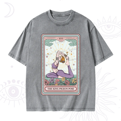 Purplehecate The King Pigeon Pose Tarot Card Washed T-Shirt