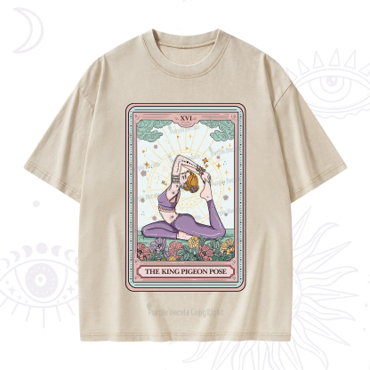 Purplehecate The King Pigeon Pose Tarot Card Washed T-Shirt