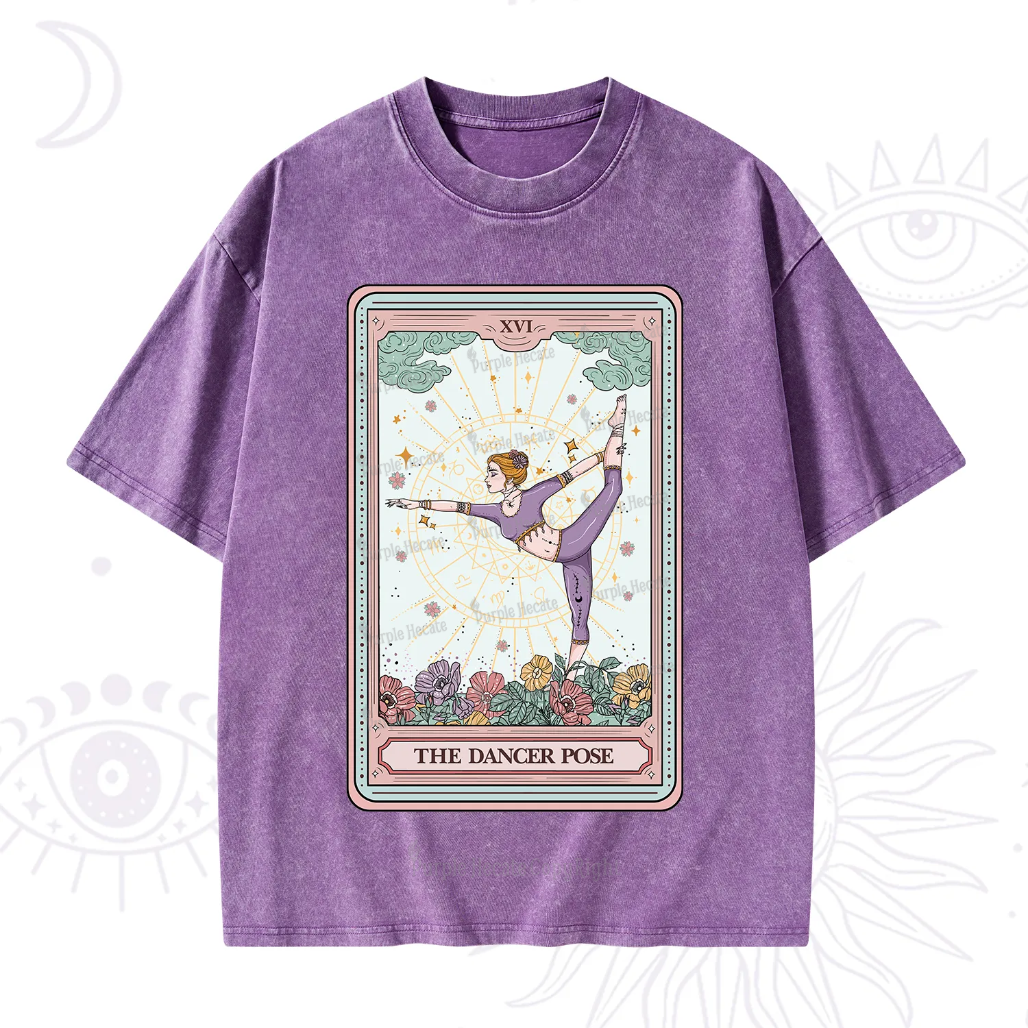Purplehecate The Dancer Pose Tarot Card Washed T-Shirt