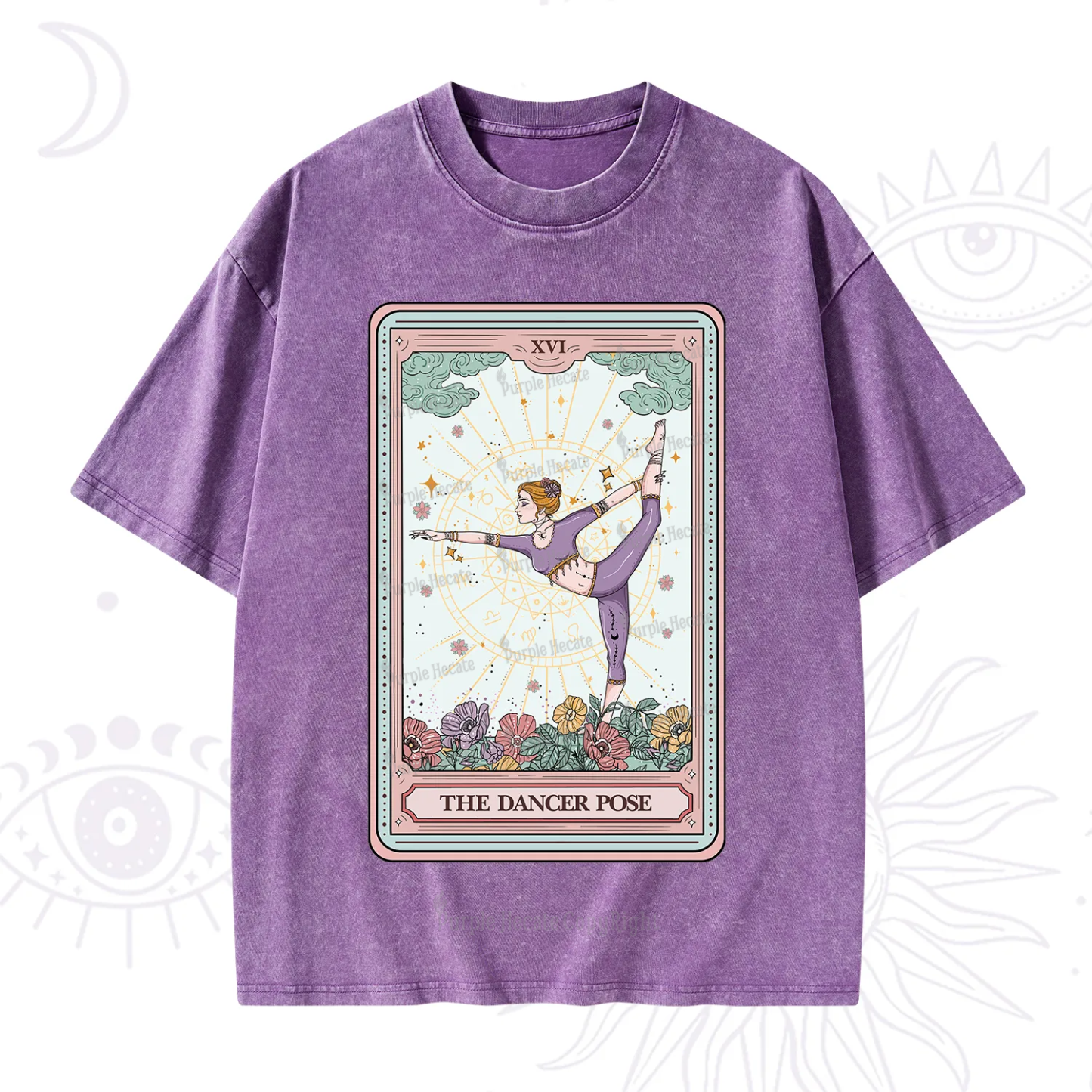 Purplehecate The Dancer Pose Tarot Card Washed T-Shirt