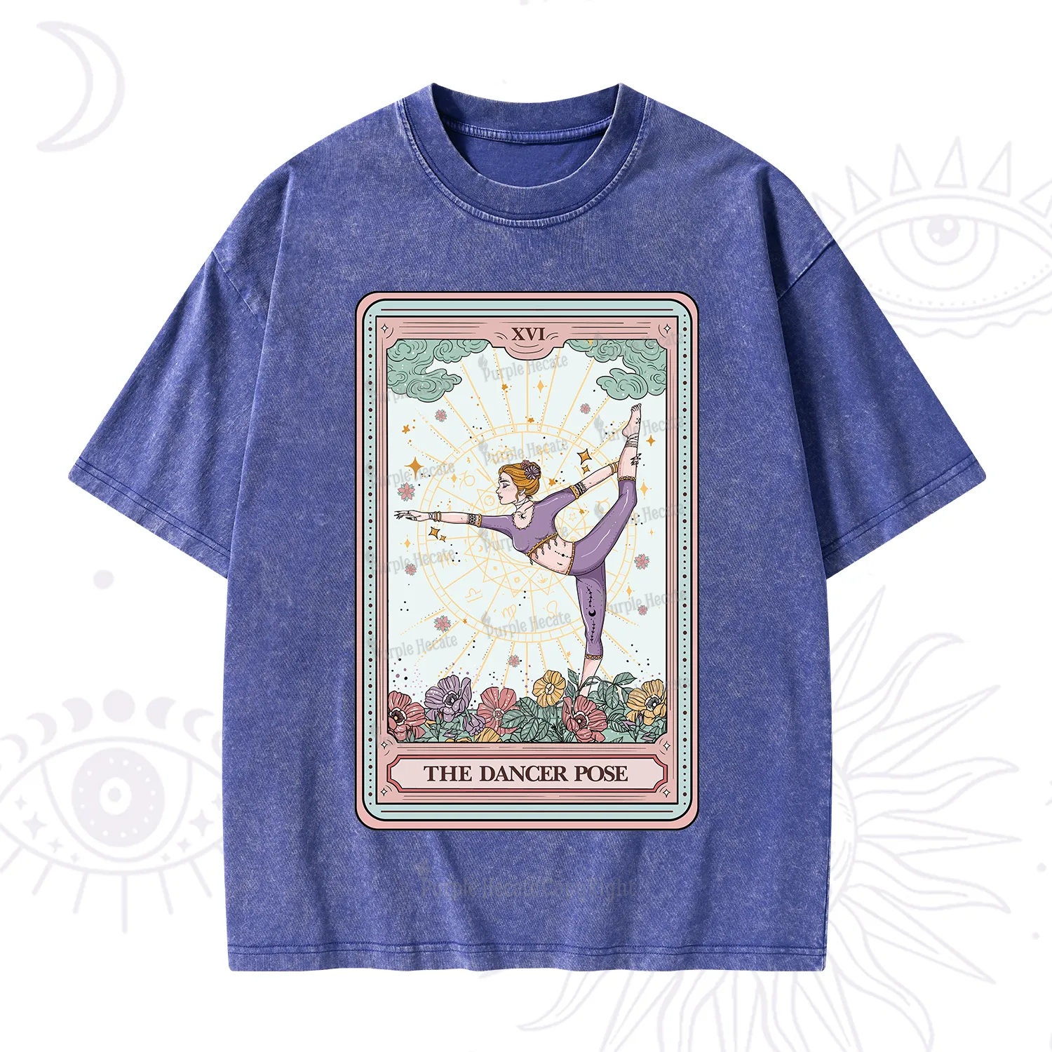 Purplehecate The Dancer Pose Tarot Card Washed T-Shirt