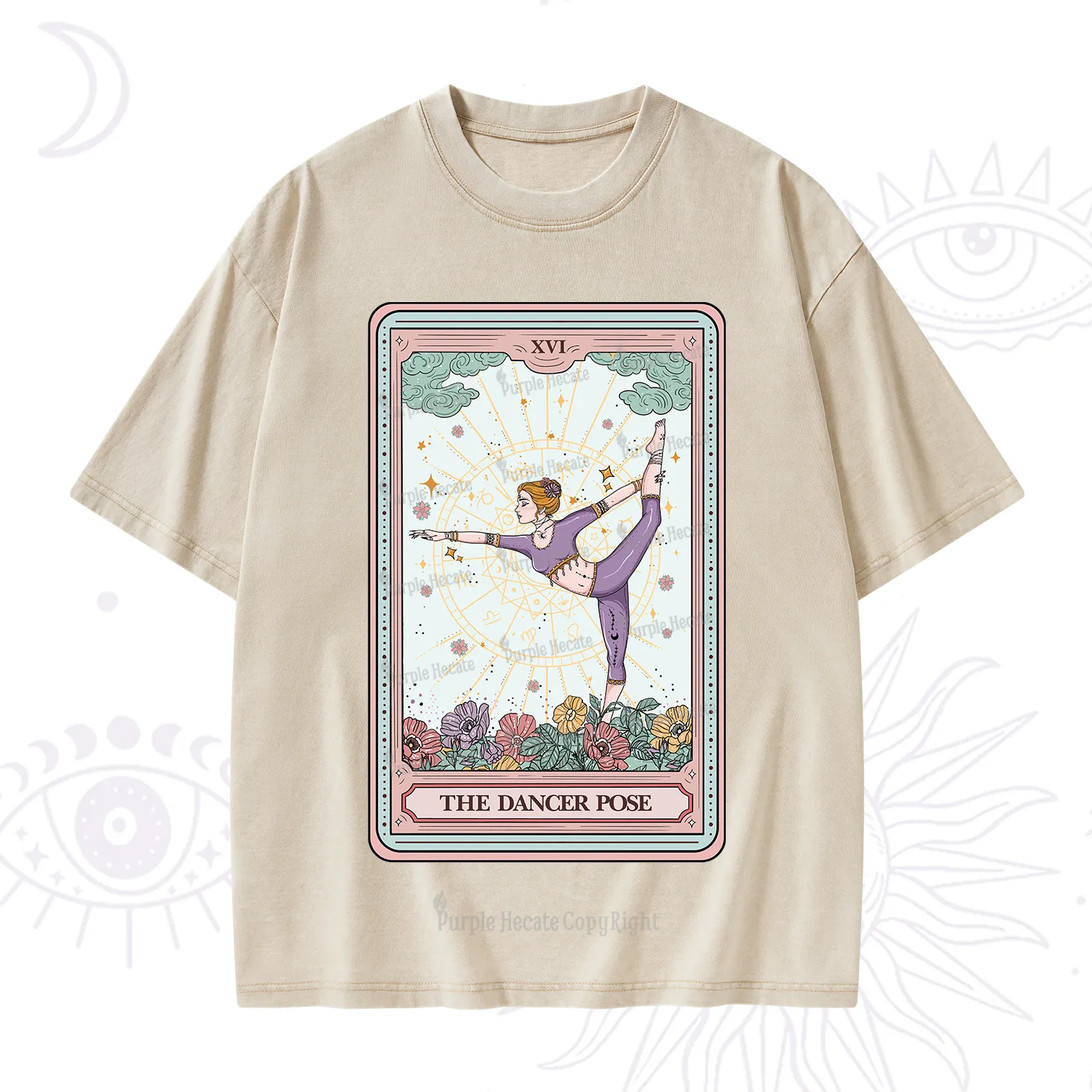 Purplehecate The Dancer Pose Tarot Card Washed T-Shirt