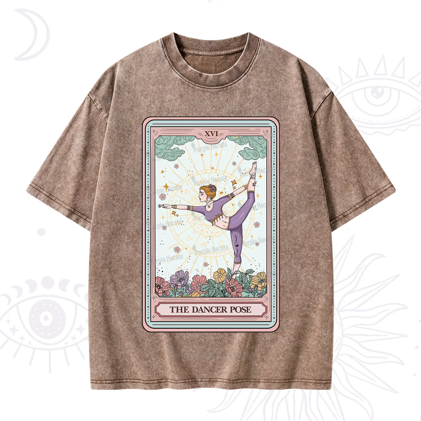 Purplehecate The Dancer Pose Tarot Card Washed T-Shirt
