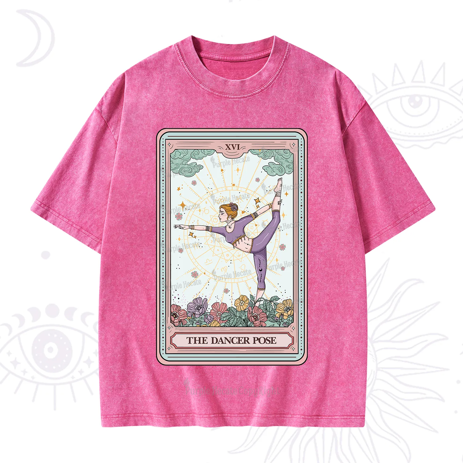 Purplehecate The Dancer Pose Tarot Card Washed T-Shirt