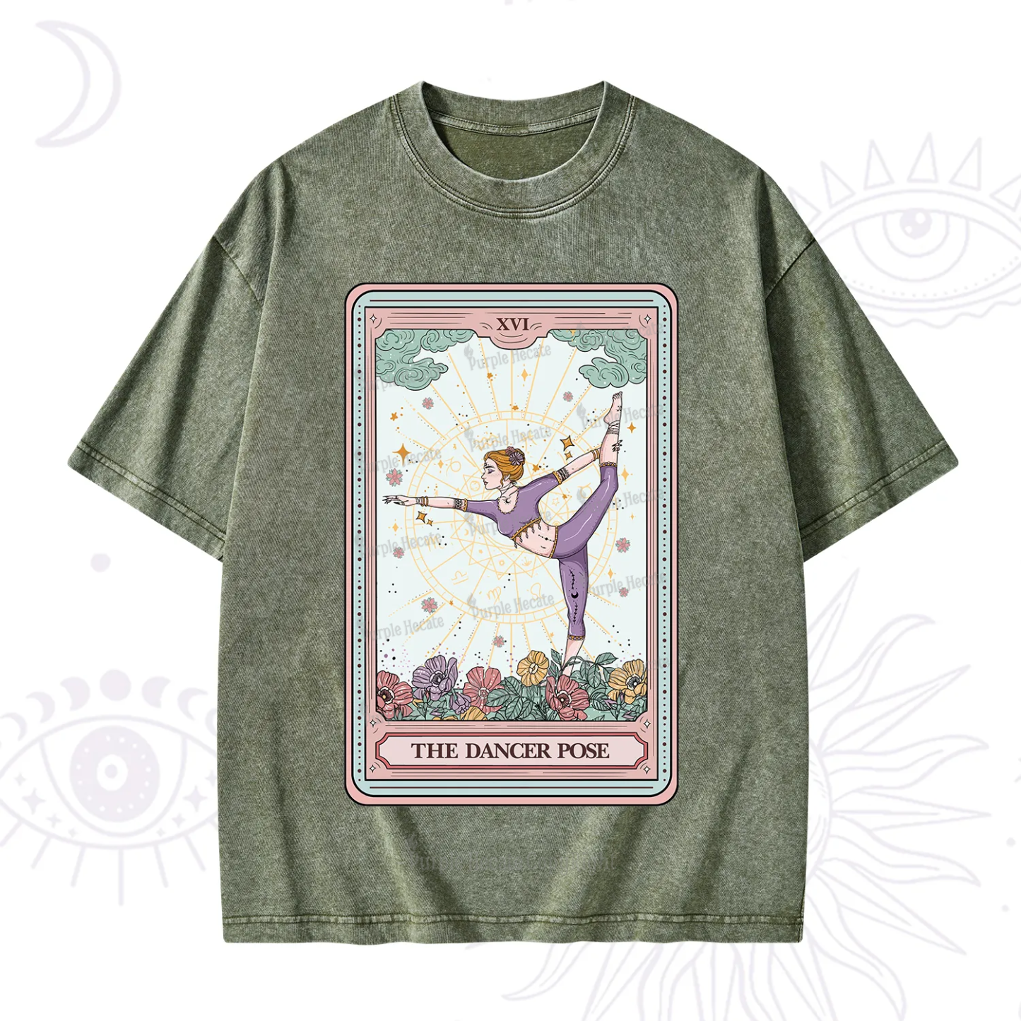Purplehecate The Dancer Pose Tarot Card Washed T-Shirt