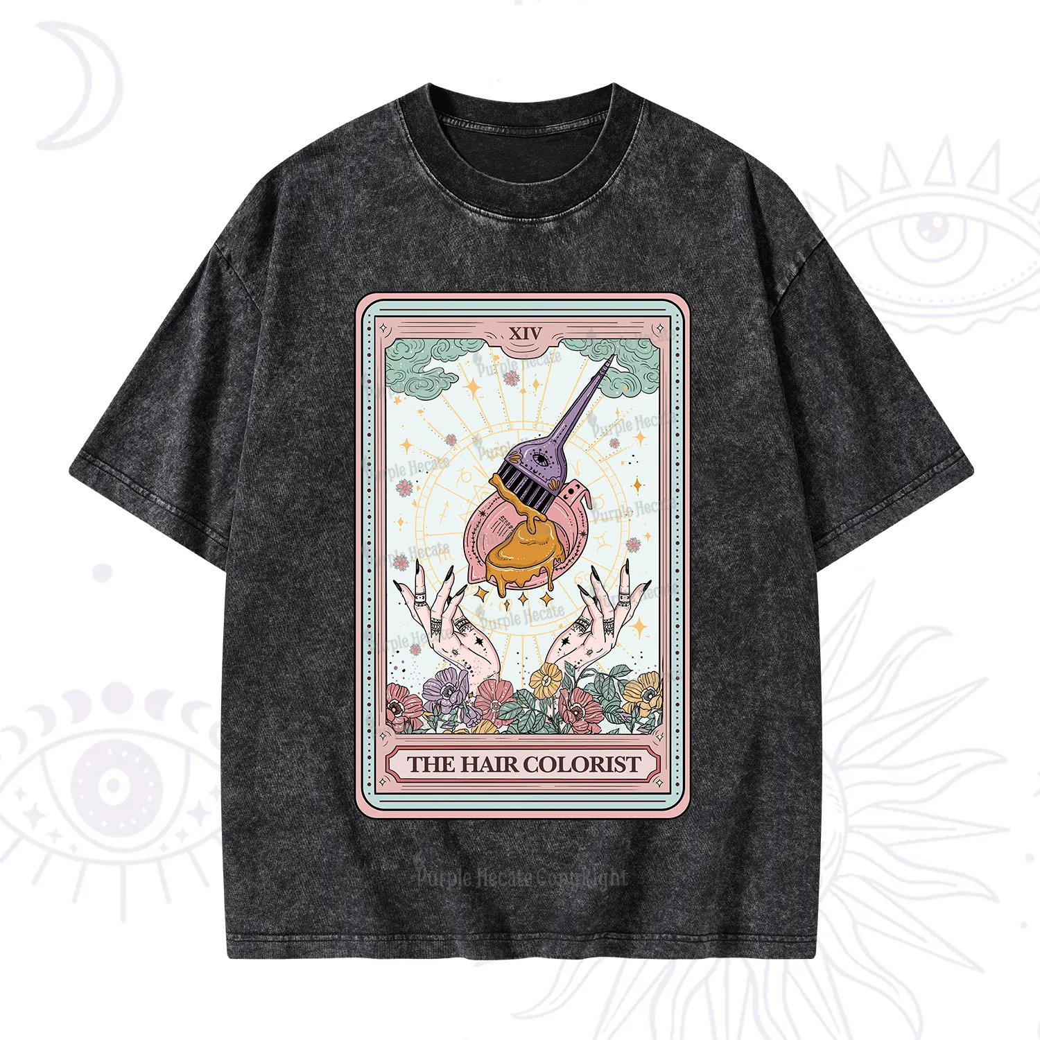 Purplehecate The Hail Colorist Tarot Card Washed T-Shirt