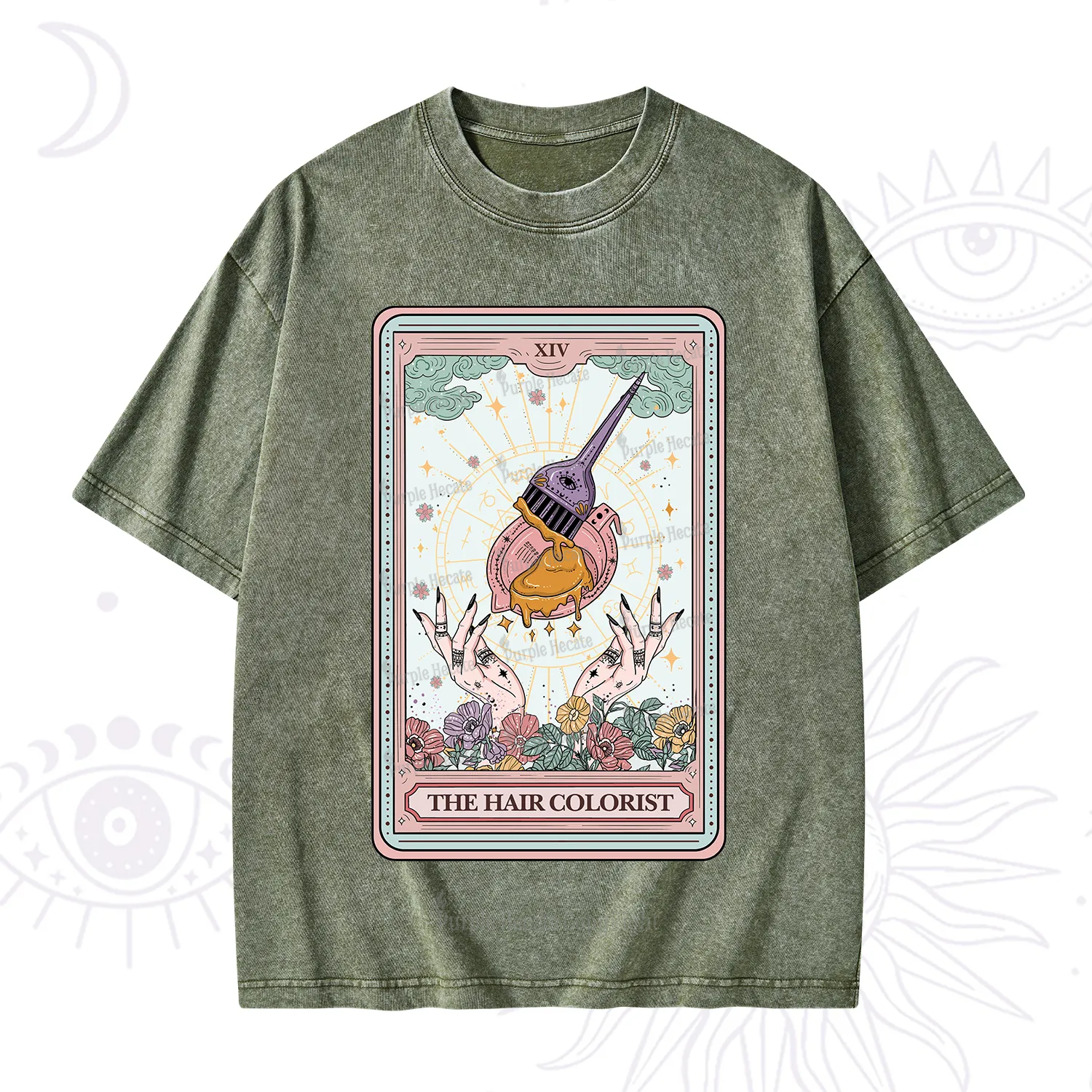 Purplehecate The Hail Colorist Tarot Card Washed T-Shirt