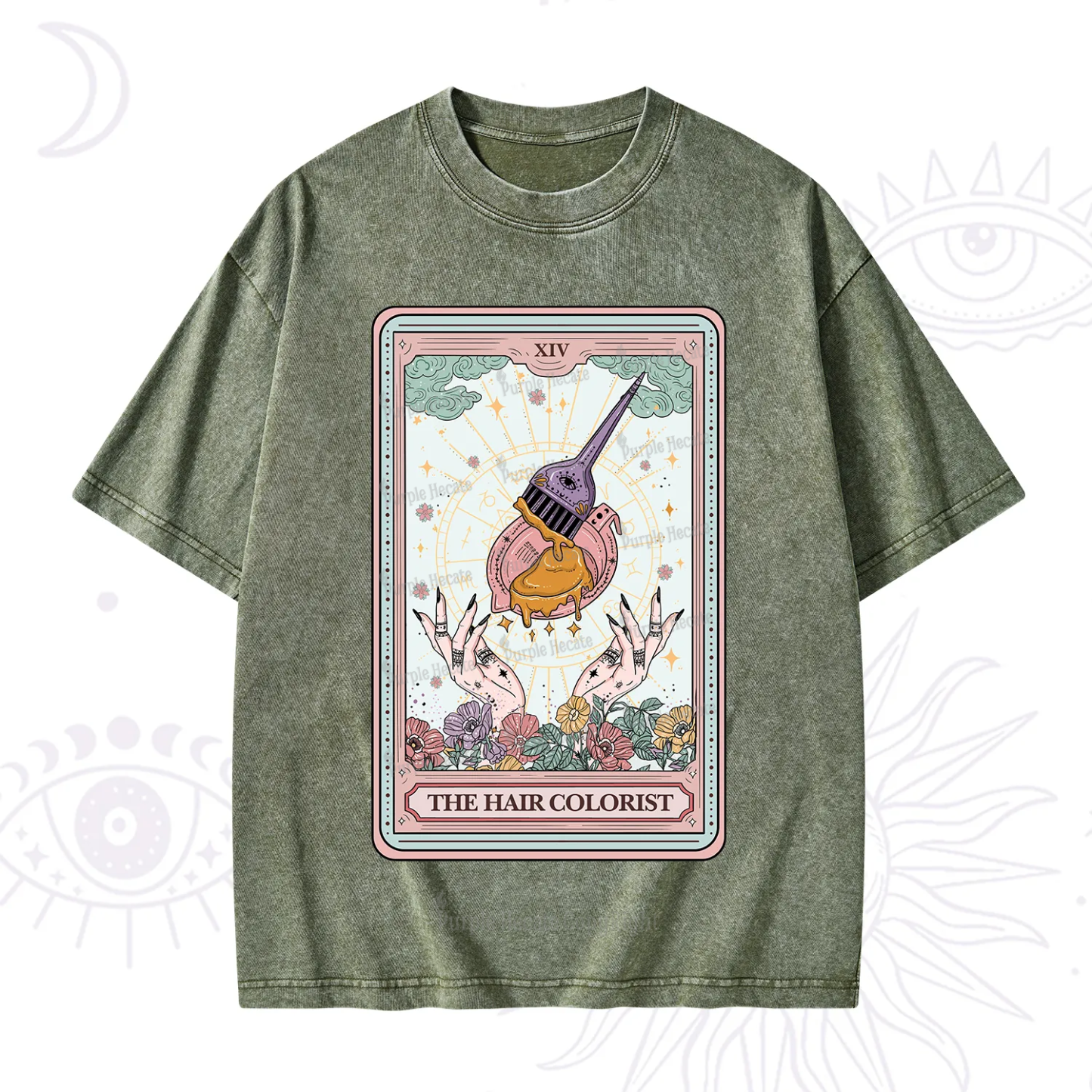 Purplehecate The Hail Colorist Tarot Card Washed T-Shirt