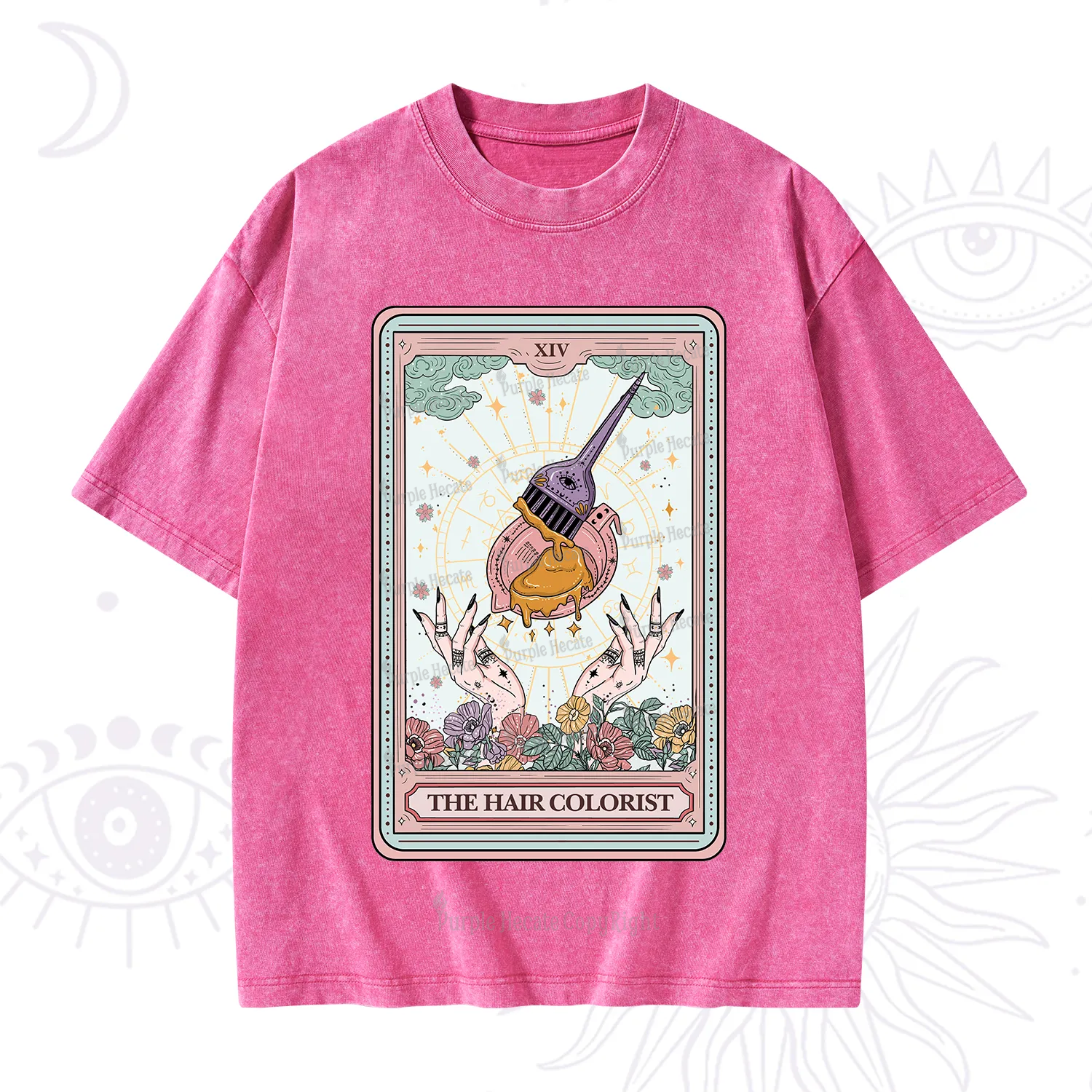 Purplehecate The Hail Colorist Tarot Card Washed T-Shirt