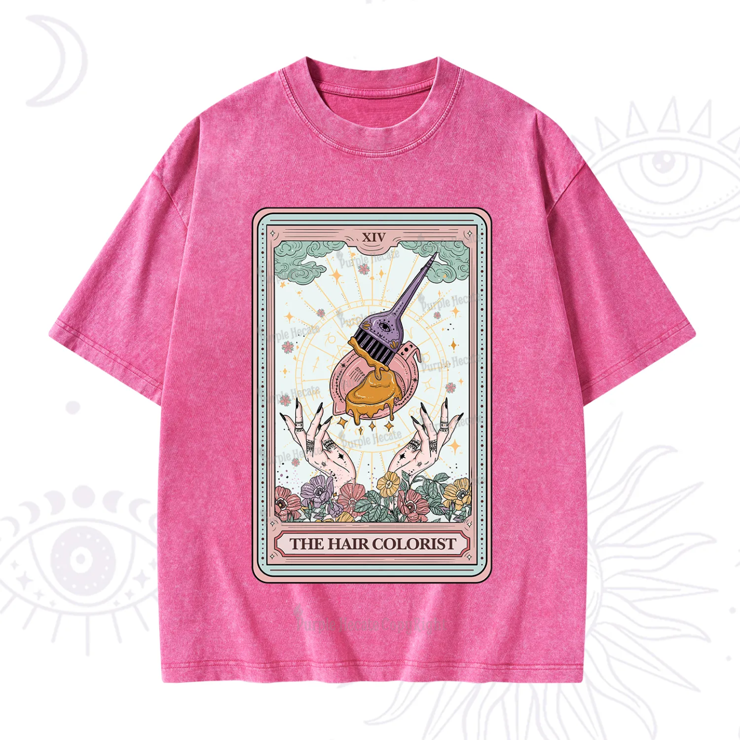 Purplehecate The Hail Colorist Tarot Card Washed T-Shirt