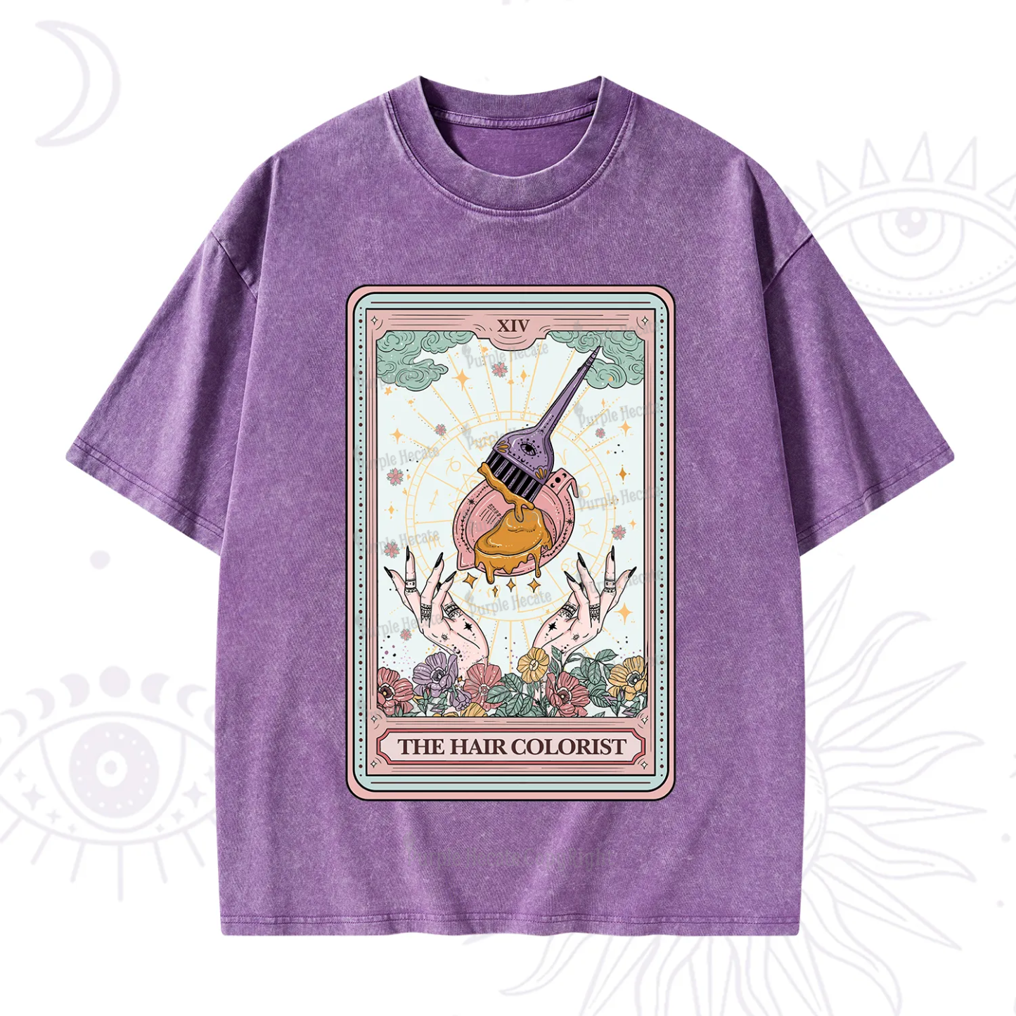 Purplehecate The Hail Colorist Tarot Card Washed T-Shirt