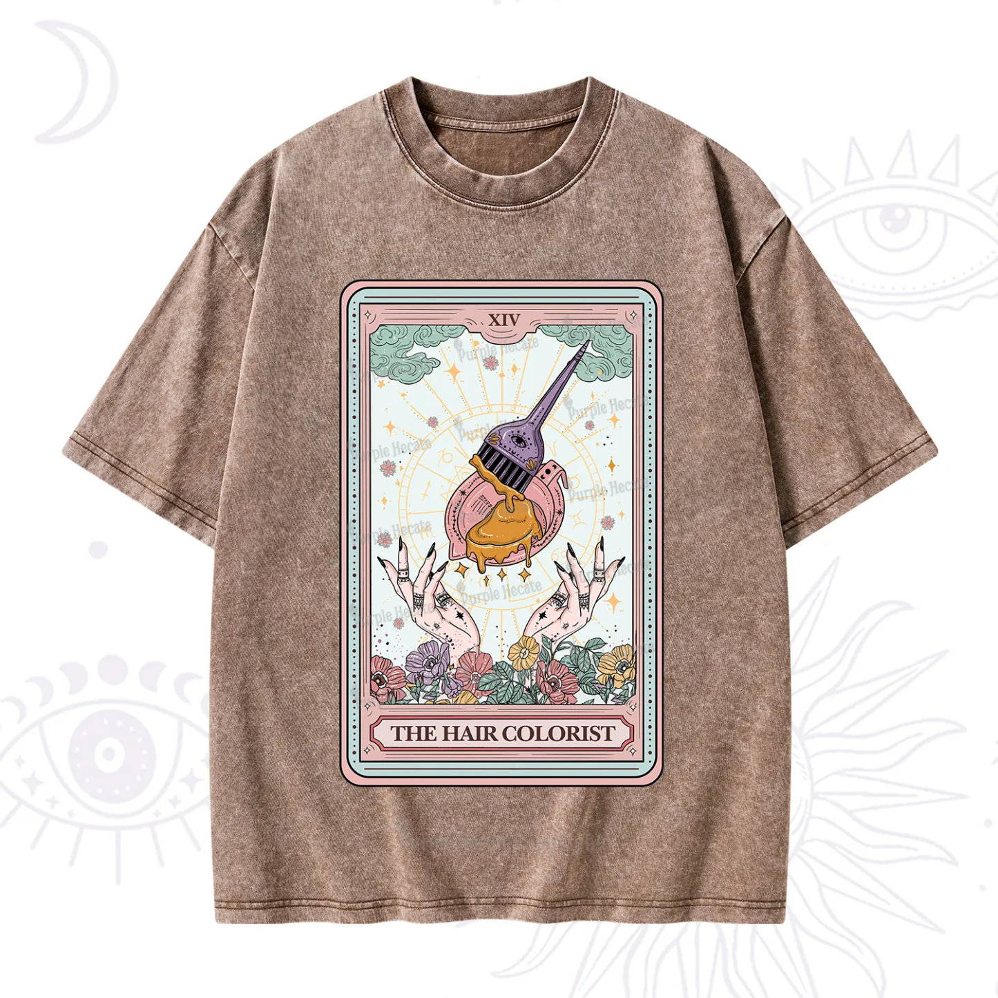 Purplehecate The Hail Colorist Tarot Card Washed T-Shirt