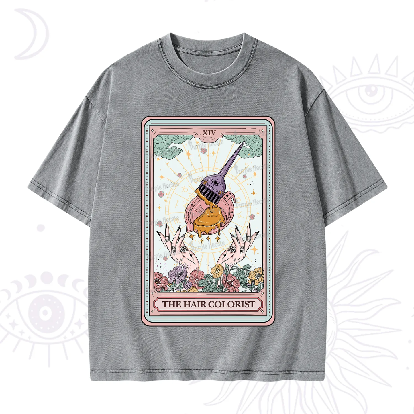 Purplehecate The Hail Colorist Tarot Card Washed T-Shirt