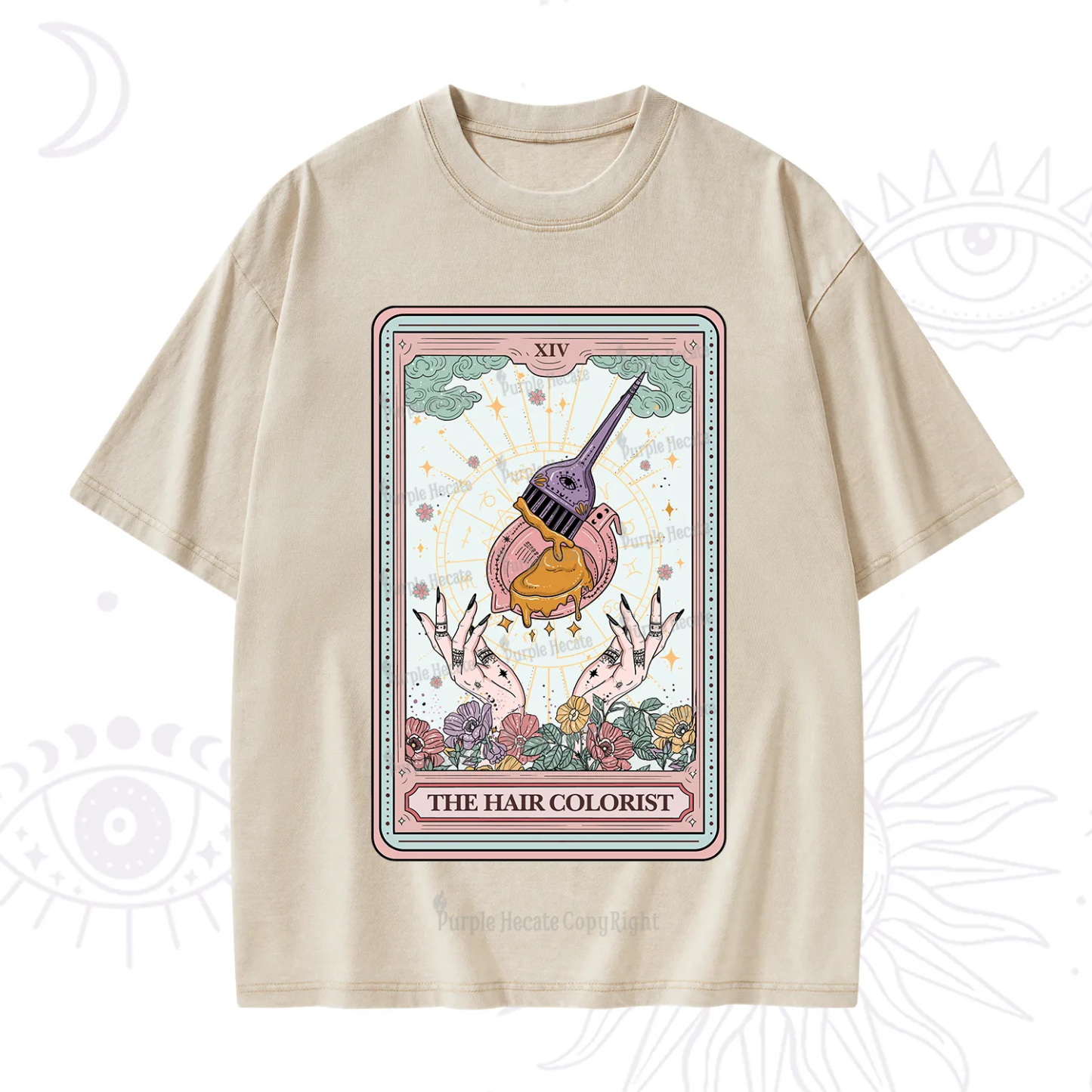 Purplehecate The Hail Colorist Tarot Card Washed T-Shirt