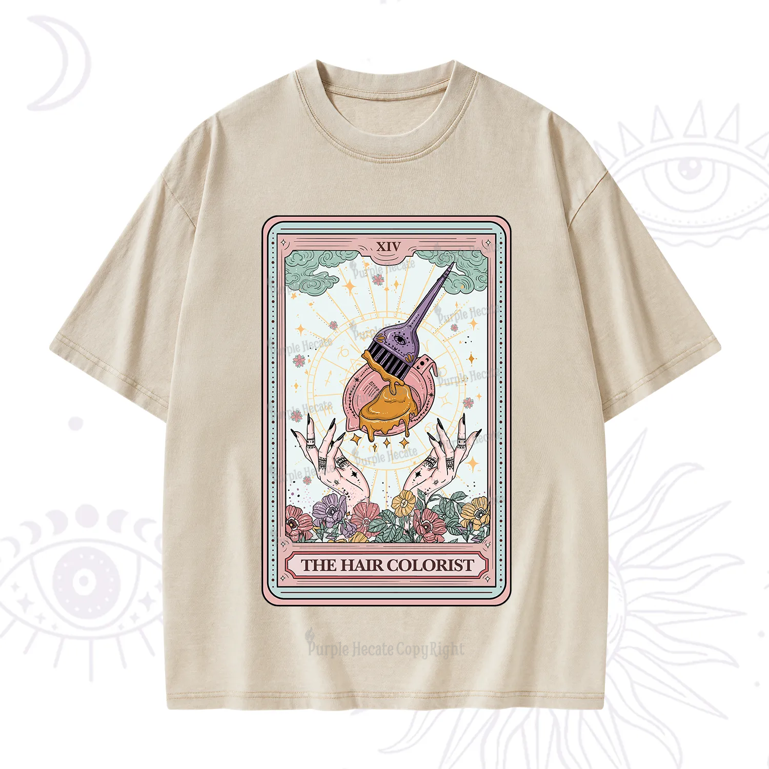 Purplehecate The Hail Colorist Tarot Card Washed T-Shirt