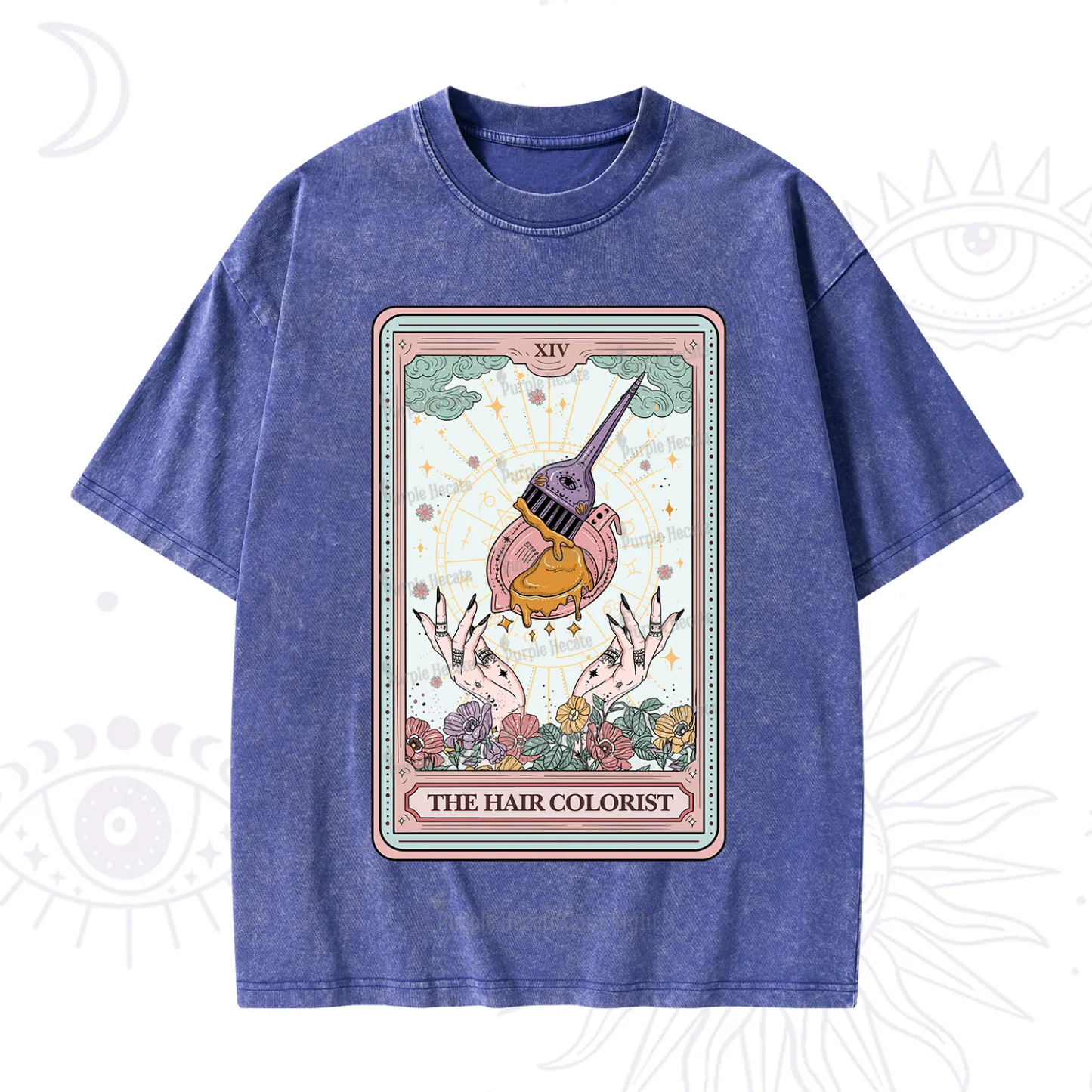 Purplehecate The Hail Colorist Tarot Card Washed T-Shirt