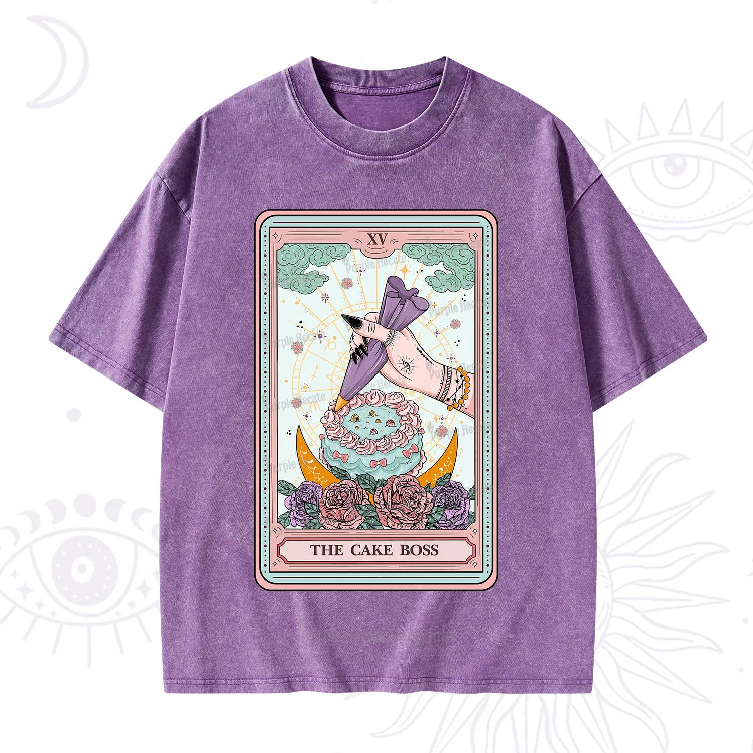Purplehecate The Cake Boss Tarot Card Washed T-Shirt