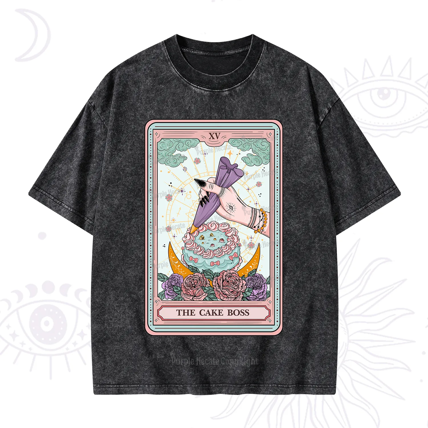 Purplehecate The Cake Boss Tarot Card Washed T-Shirt