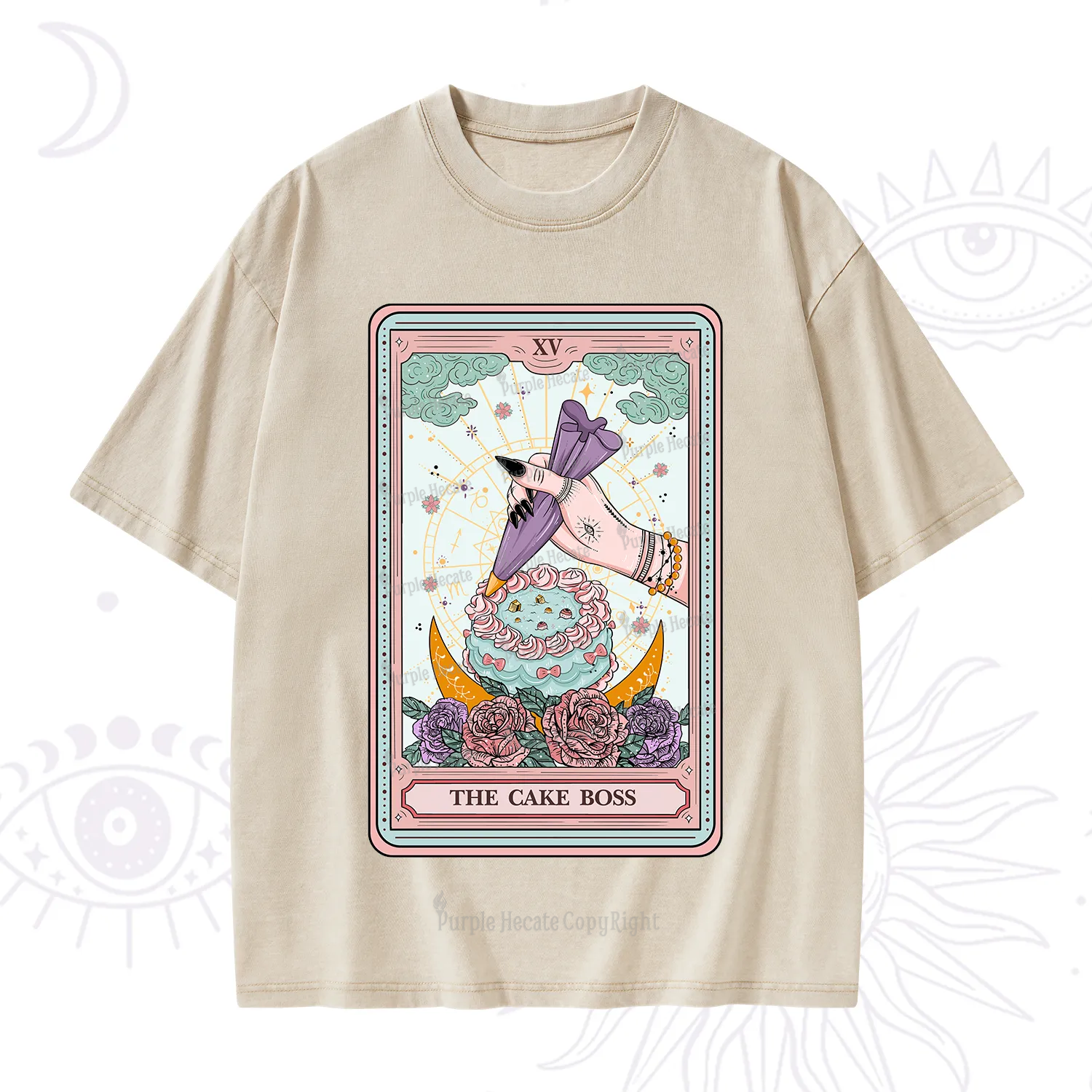 Purplehecate The Cake Boss Tarot Card Washed T-Shirt