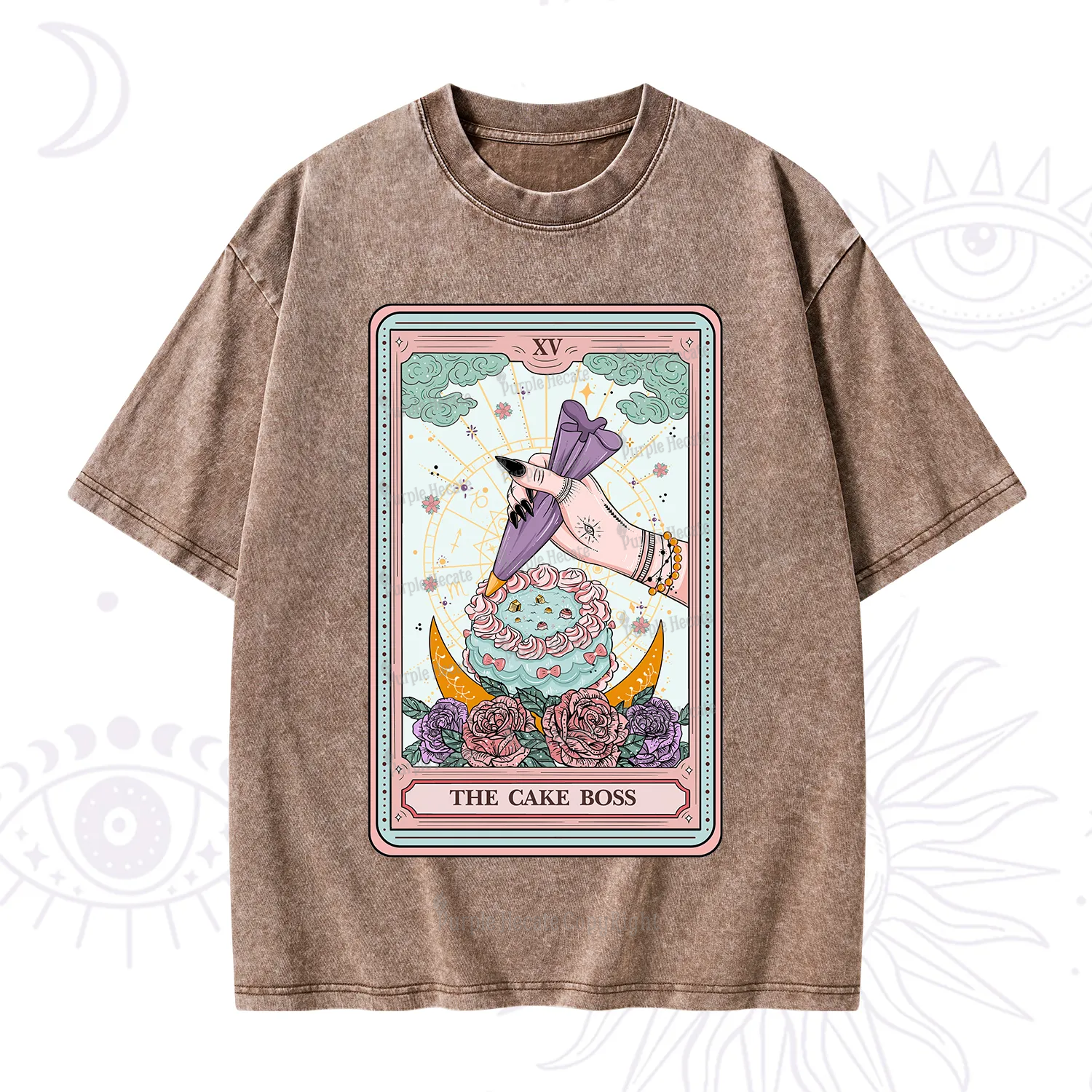 Purplehecate The Cake Boss Tarot Card Washed T-Shirt