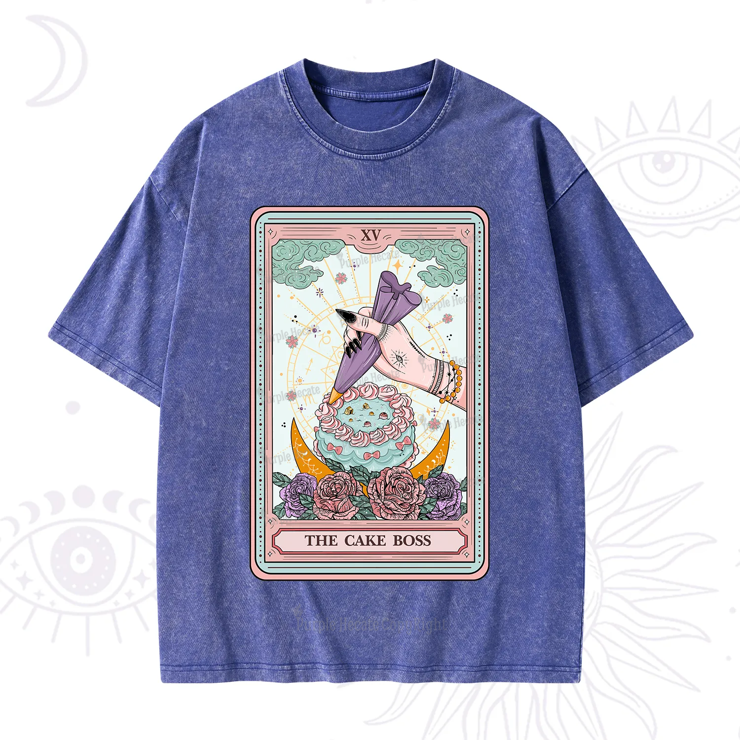 Purplehecate The Cake Boss Tarot Card Washed T-Shirt