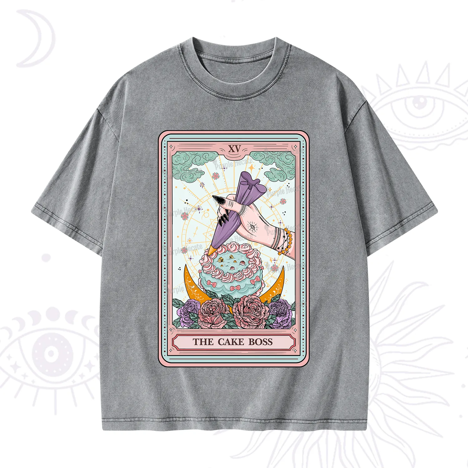 Purplehecate The Cake Boss Tarot Card Washed T-Shirt