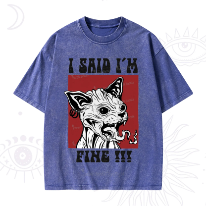 Purplehecate Angry Cat Washed T-Shirt