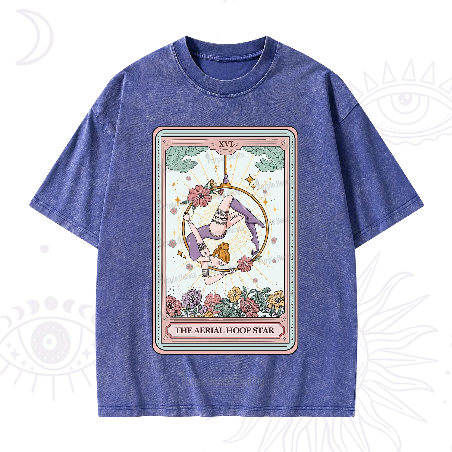 Purplehecate The Aerial Hoop Star Tarot Card Washed T-Shirt