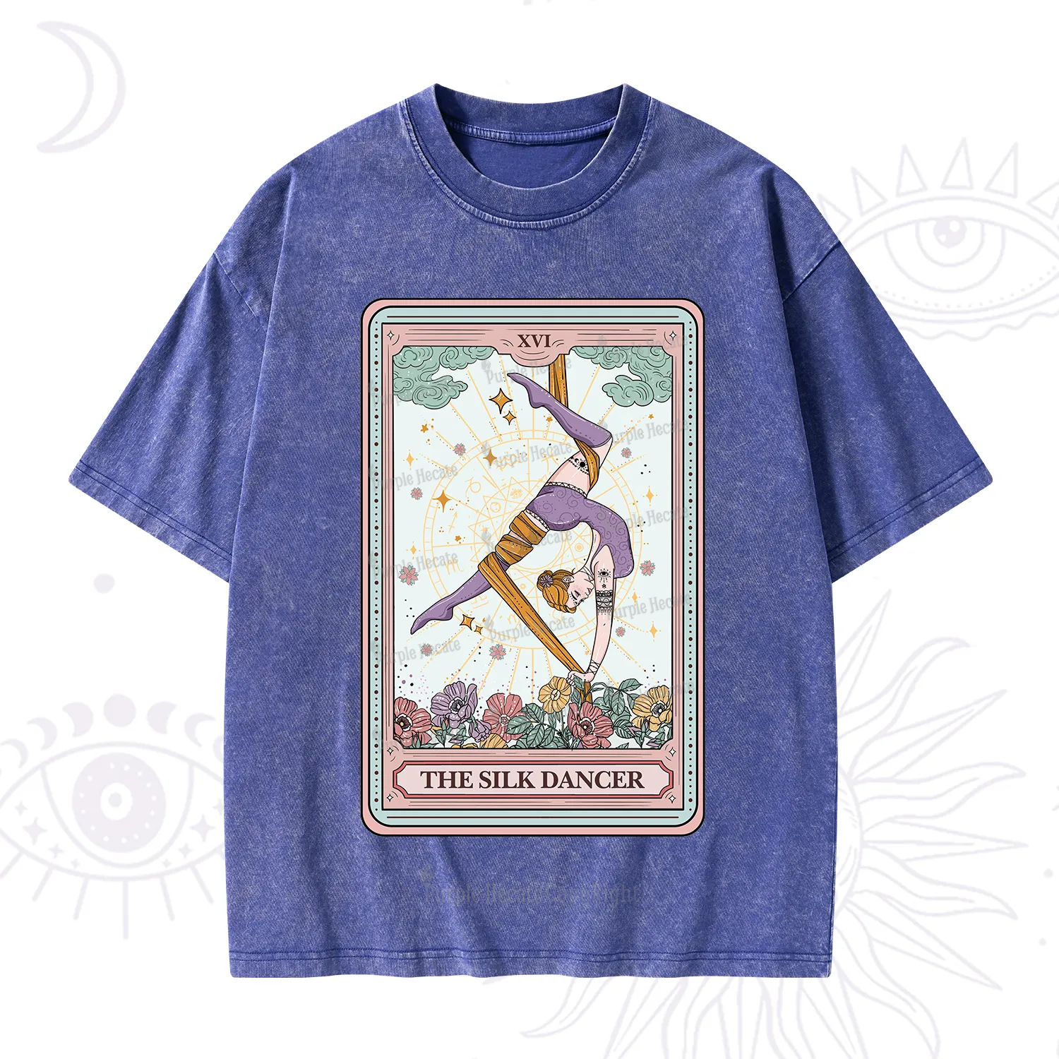 Purplehecate The Aerial Hoop Star Tarot Card Washed T-Shirt
