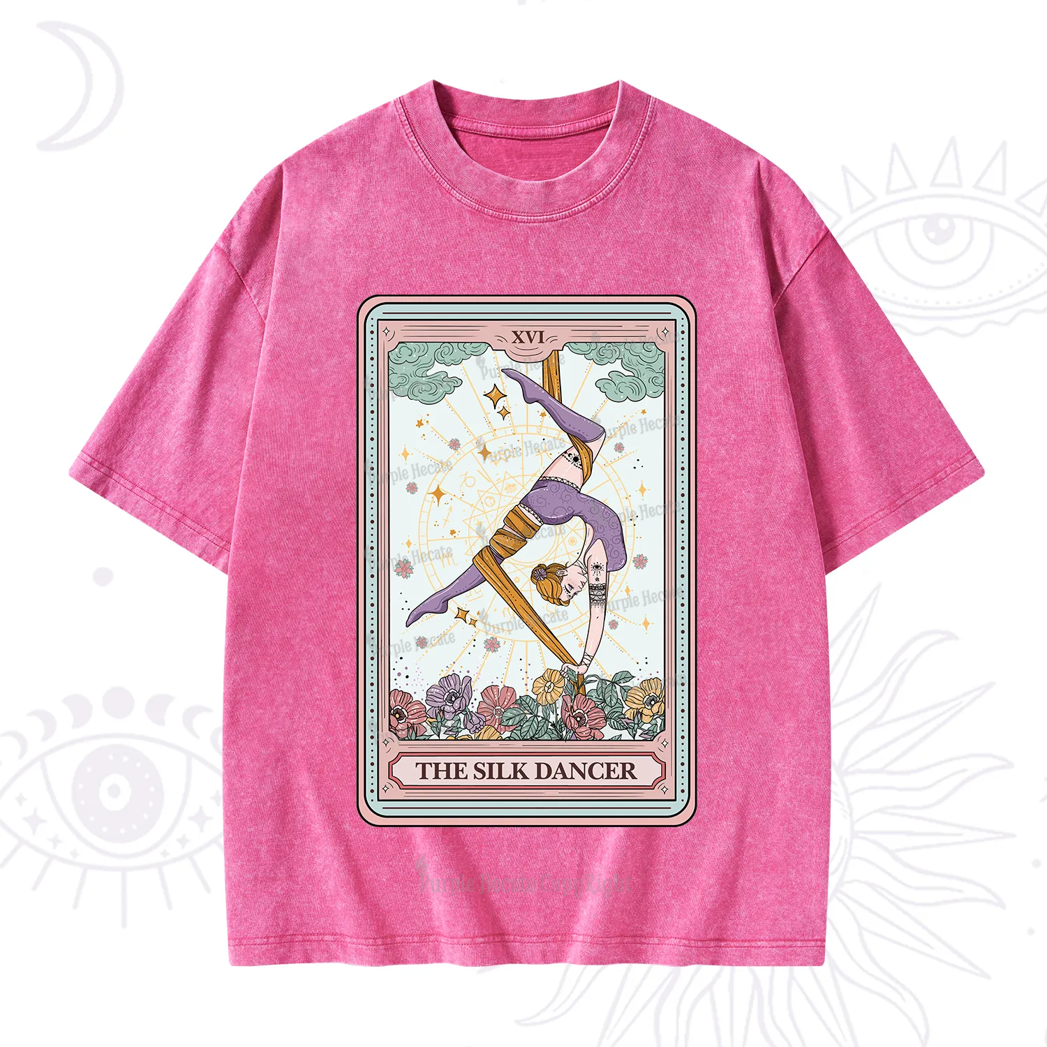 Purplehecate The Aerial Hoop Star Tarot Card Washed T-Shirt